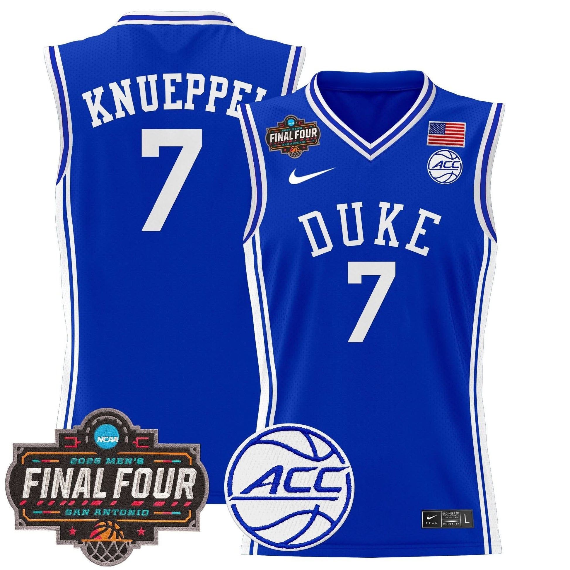 Duke Blue Devils 2025 Final Four Patch Basketball Jersey - All Stitched