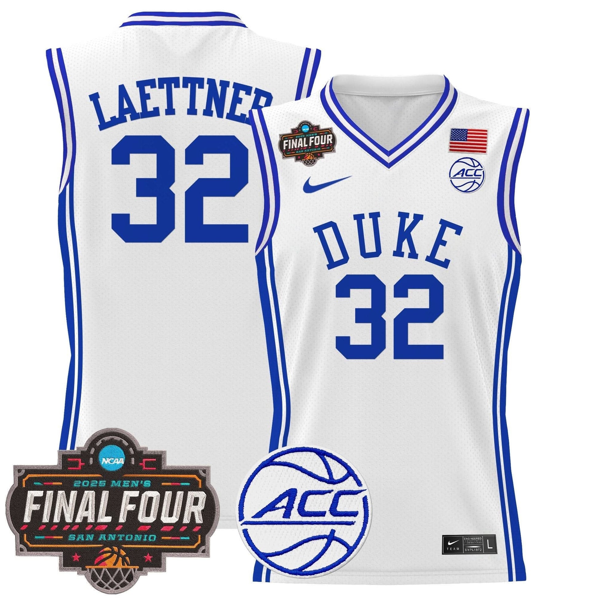 Duke Blue Devils 2025 Final Four Patch Basketball Jersey - All Stitched