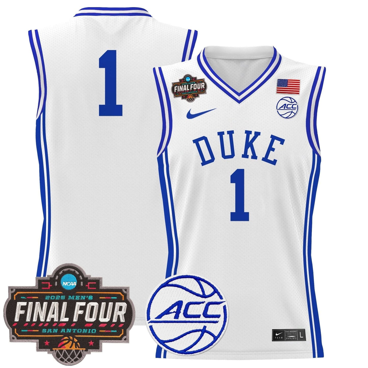 Duke Blue Devils 2025 Final Four Patch Basketball Jersey - All Stitched