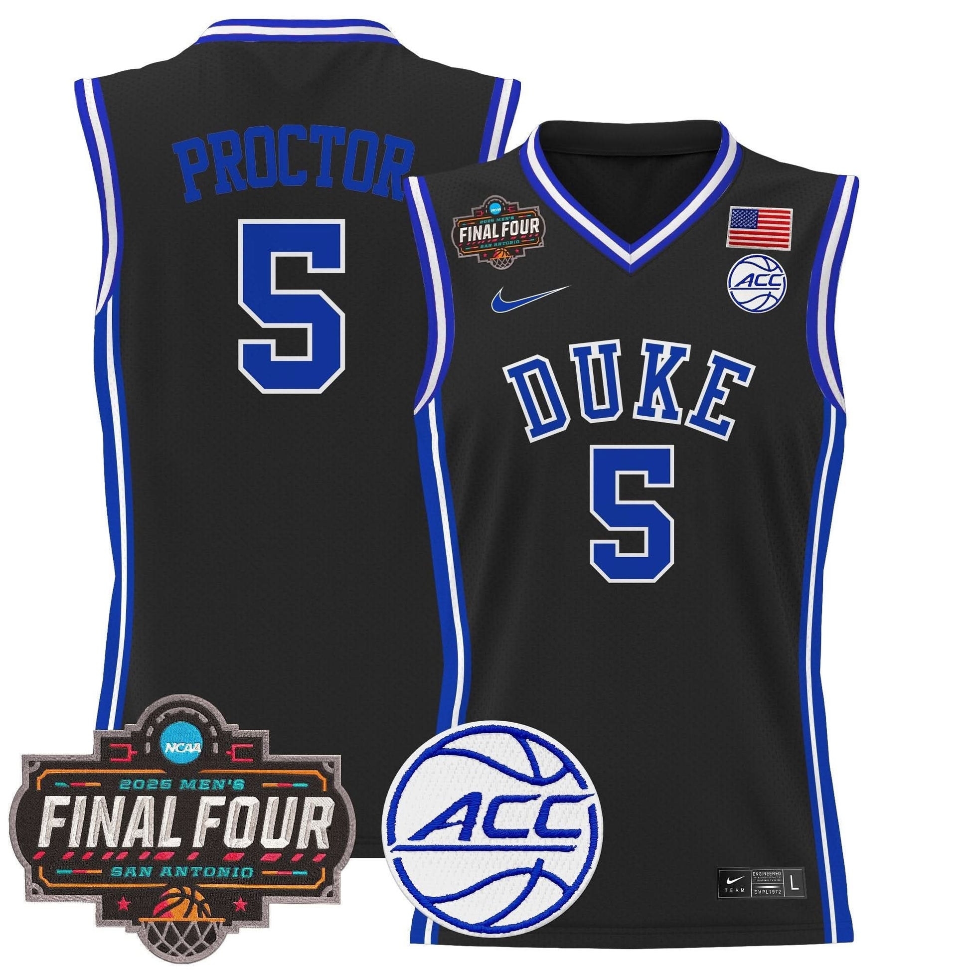 Duke Blue Devils 2025 Final Four Patch Basketball Jersey - All Stitched