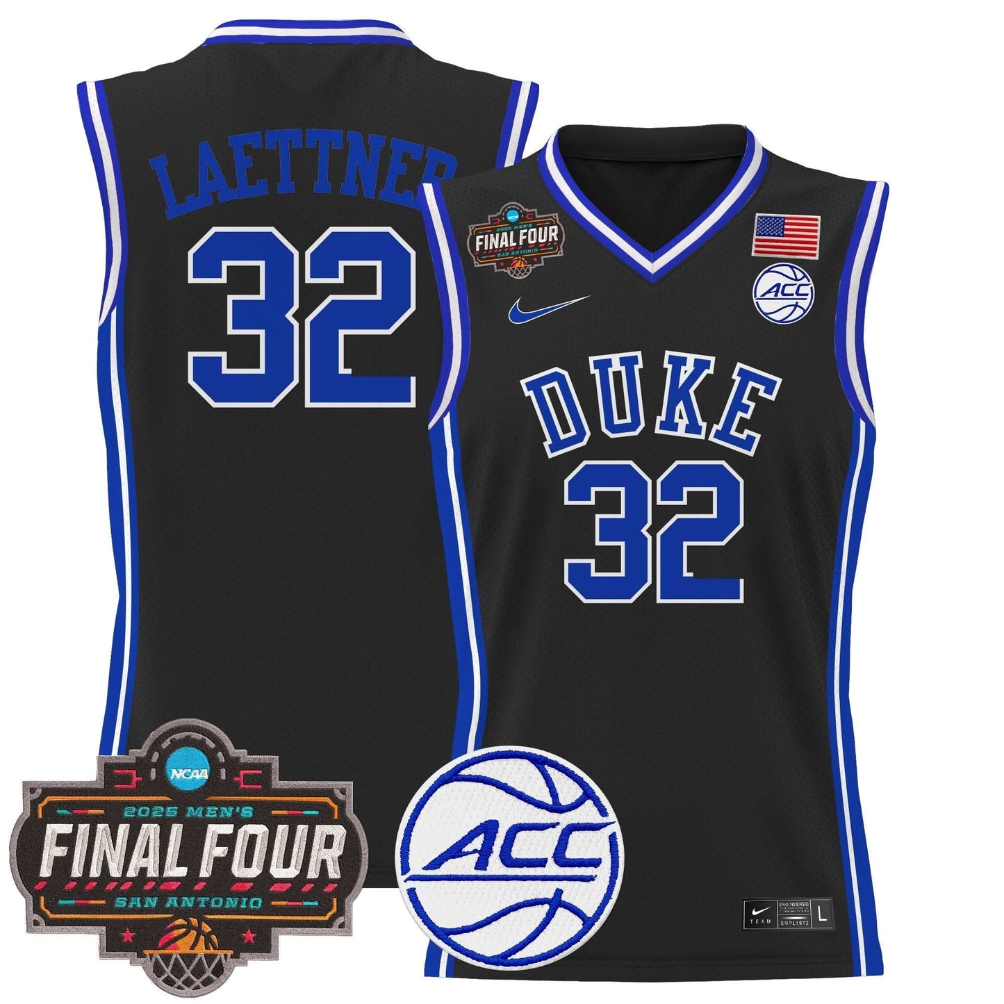 Duke Blue Devils 2025 Final Four Patch Basketball Jersey - All Stitched