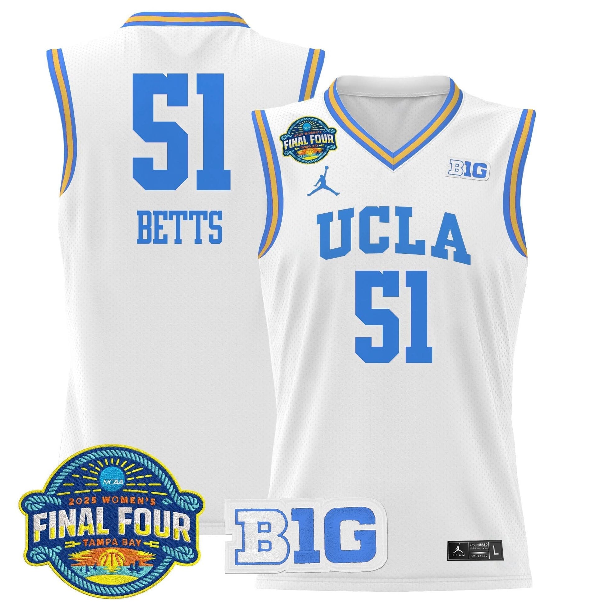 UCLA Bruins 2025 Big Ten Women's Final Four Patch Lightweight Basketball Jersey - All Stitched