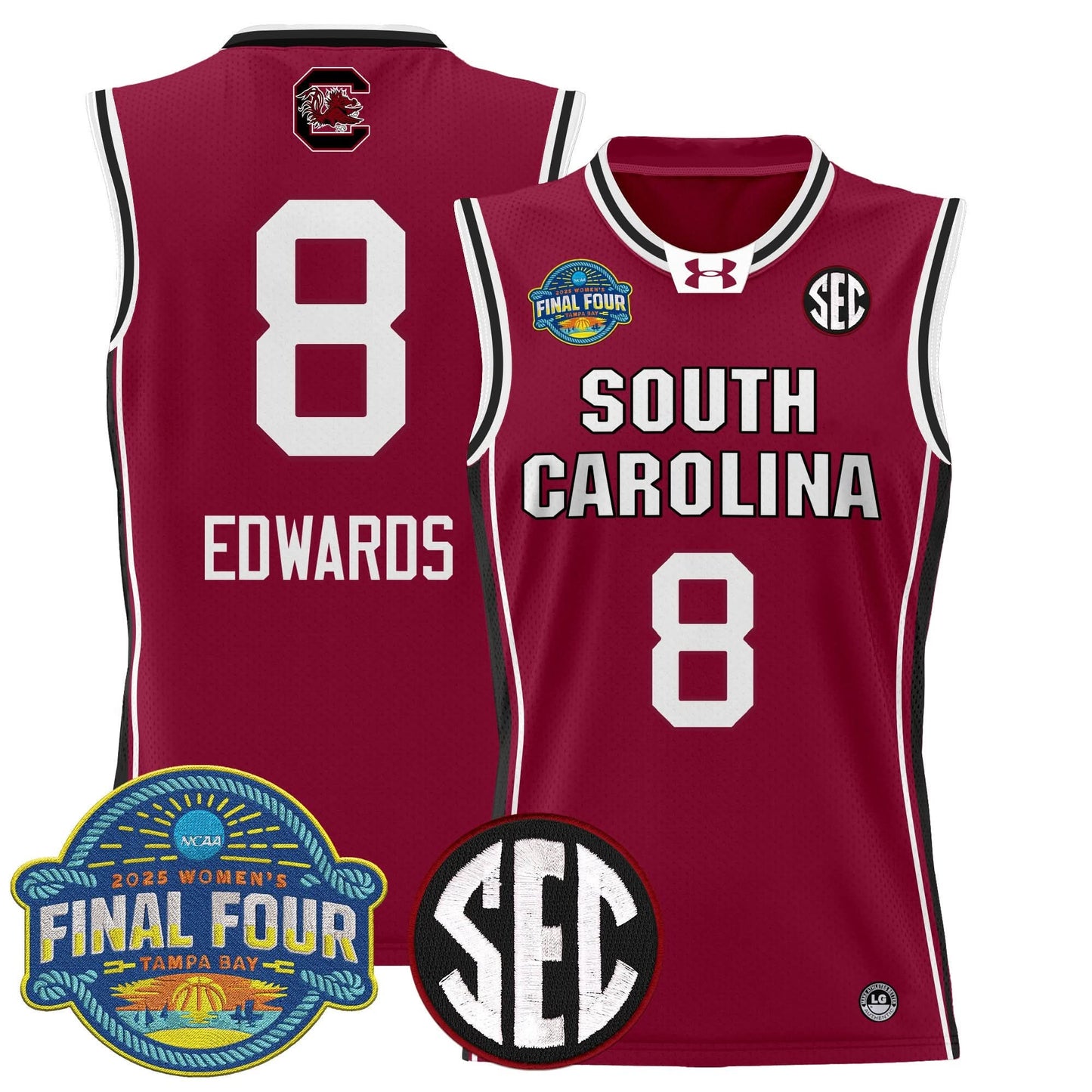 South Carolina Gamecocks 2025 Sec Women's Final Four Patch Lightweight Basketball Jersey - All Stitched