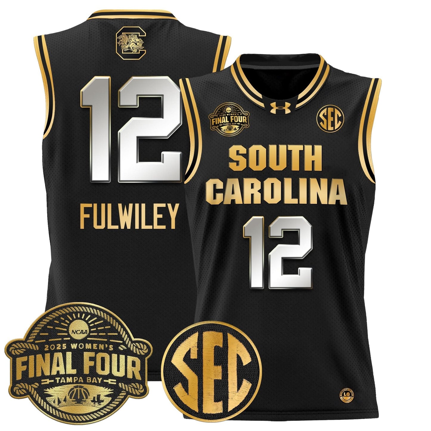 South Carolina Gamecocks 2025 Sec Women's Final Four Patch Lightweight Basketball Jersey - All Stitched