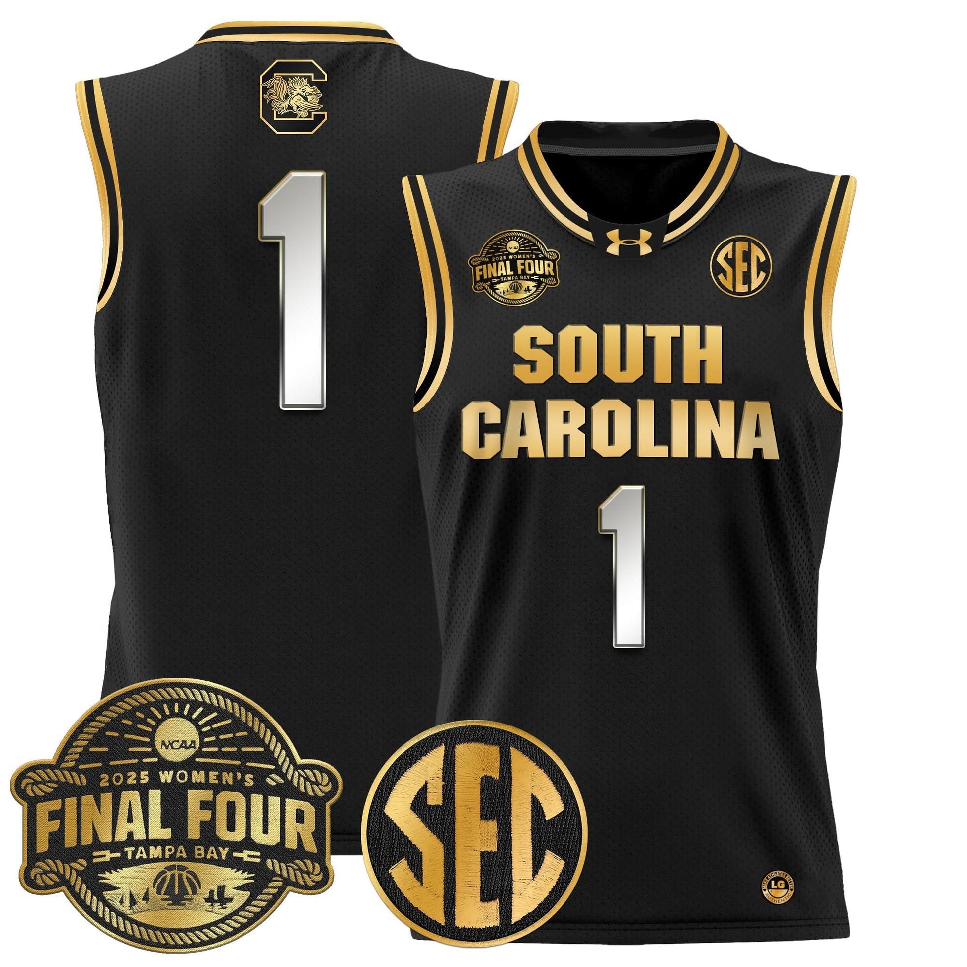 South Carolina Gamecocks 2025 Sec Women's Final Four Patch Lightweight Basketball Jersey - All Stitched