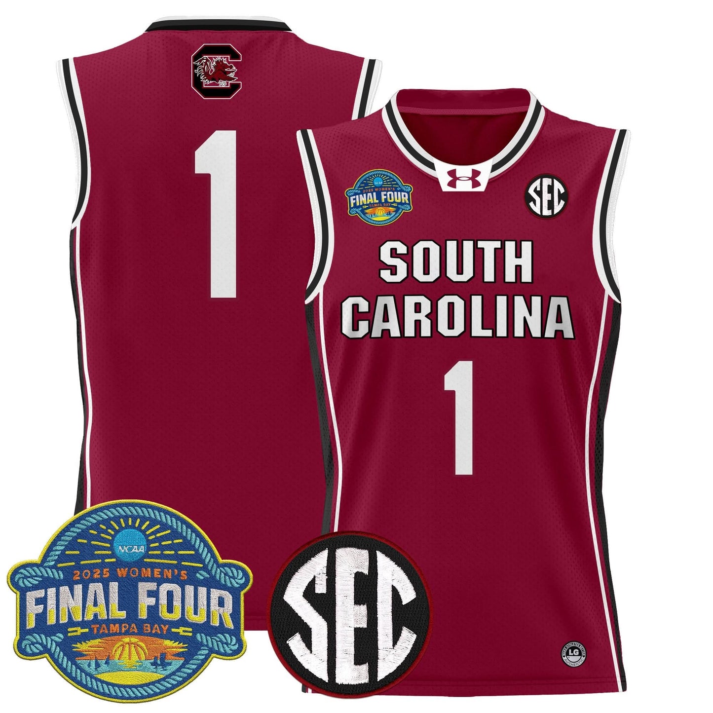 South Carolina Gamecocks 2025 Sec Women's Final Four Patch Lightweight Basketball Jersey - All Stitched