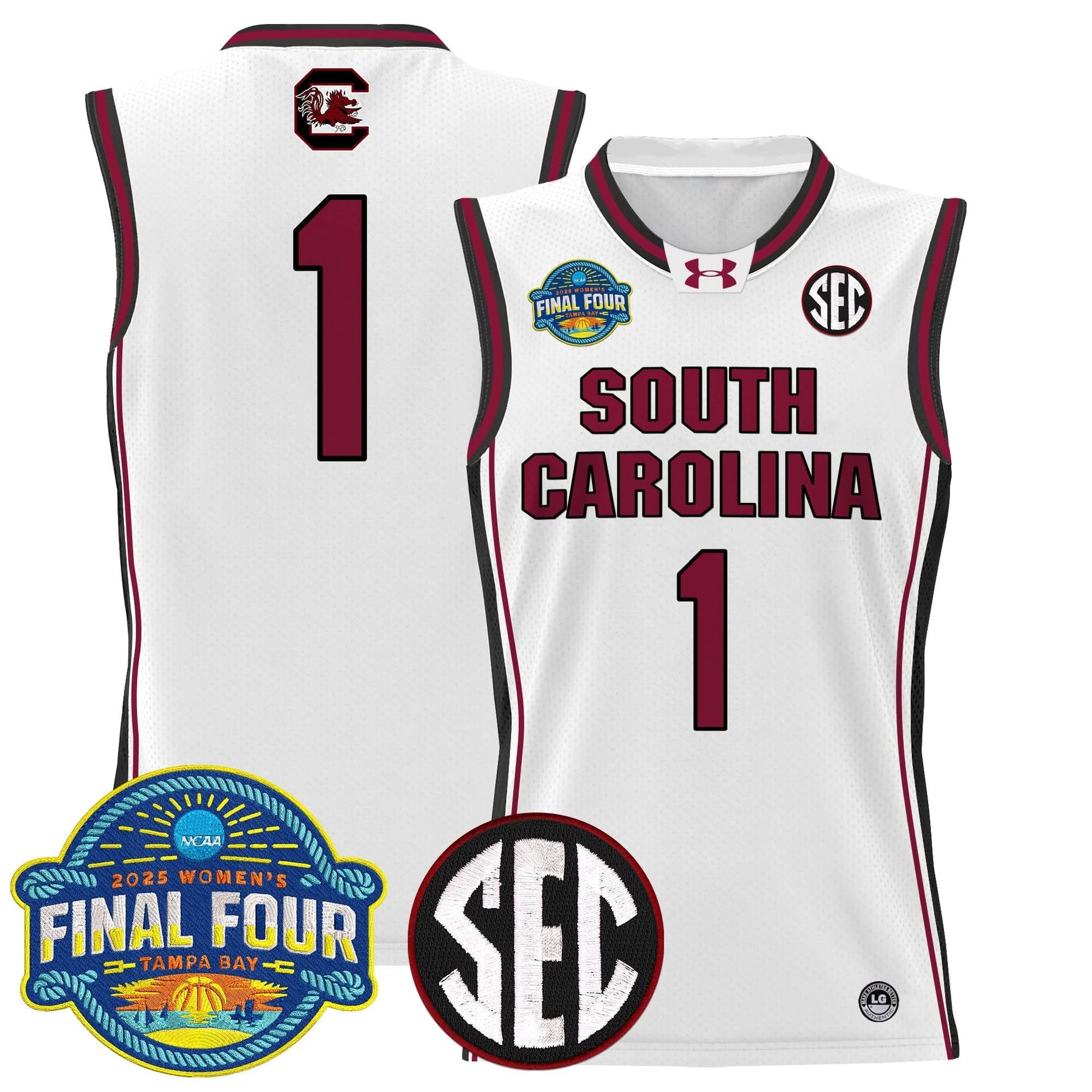 South Carolina Gamecocks 2025 Sec Women's Final Four Patch Lightweight Basketball Jersey - All Stitched