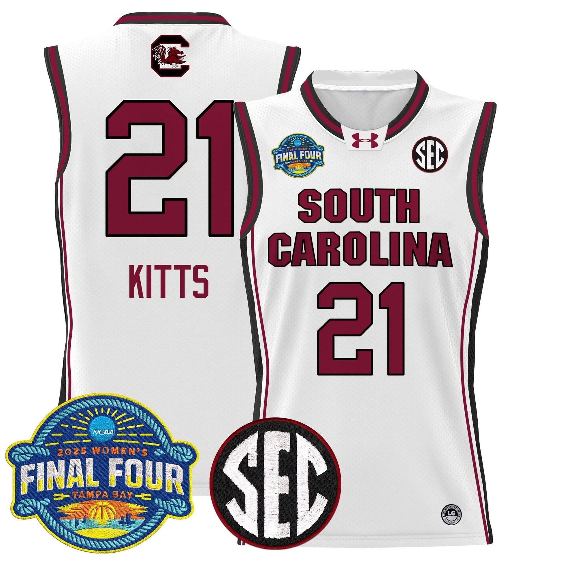 South Carolina Gamecocks 2025 Sec Women's Final Four Patch Lightweight Basketball Jersey - All Stitched