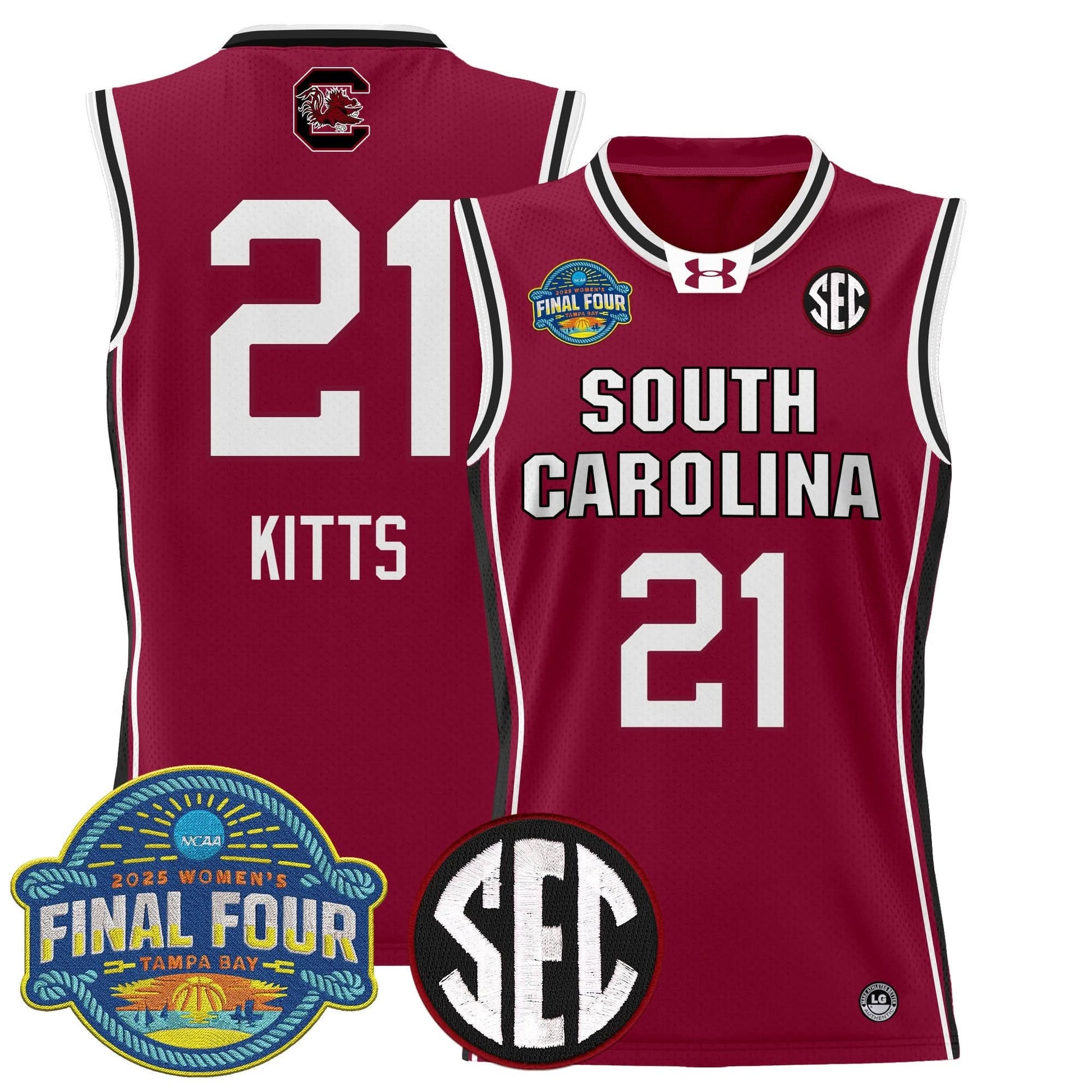 South Carolina Gamecocks 2025 Sec Women's Final Four Patch Lightweight Basketball Jersey - All Stitched