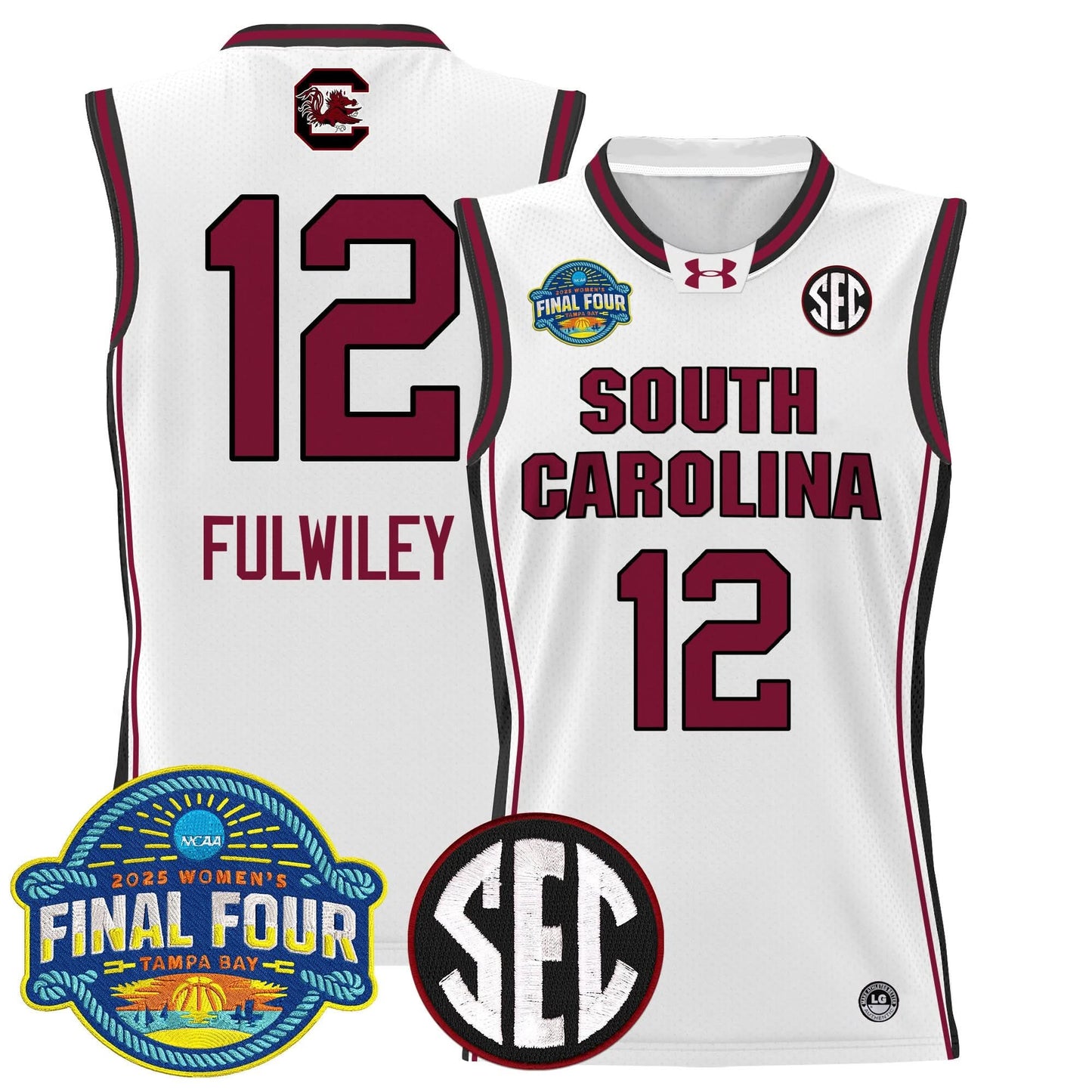 South Carolina Gamecocks 2025 Sec Women's Final Four Patch Lightweight Basketball Jersey - All Stitched