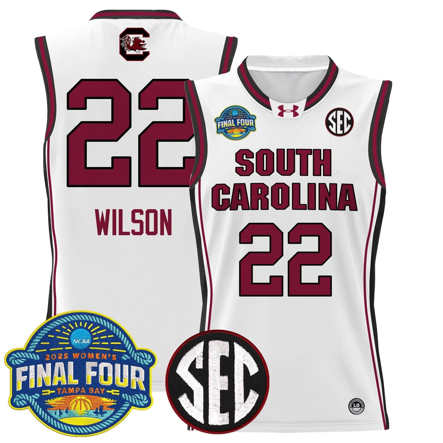 South Carolina Gamecocks 2025 Sec Women's Final Four Patch Lightweight Basketball Jersey - All Stitched