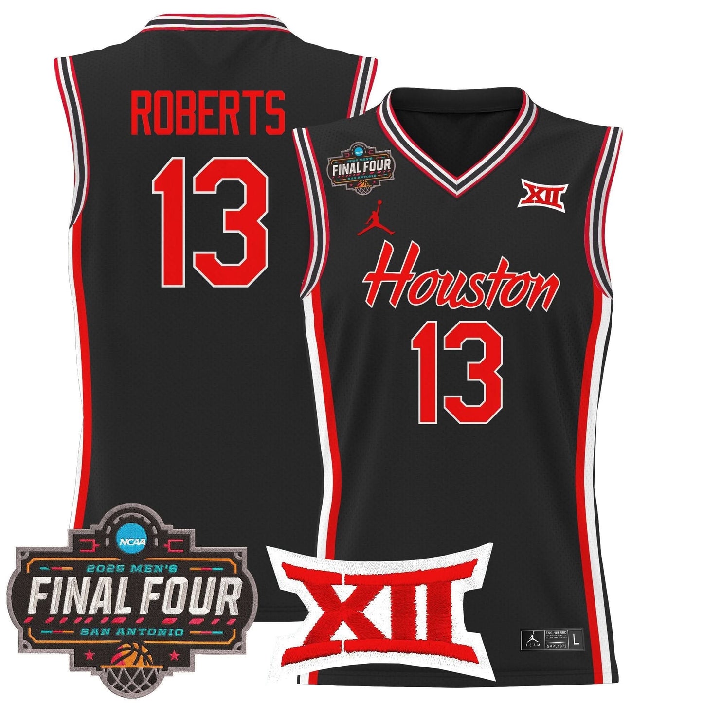 Houston Cougars 2025 Final Four Patch Basketball Jersey - All Stitched