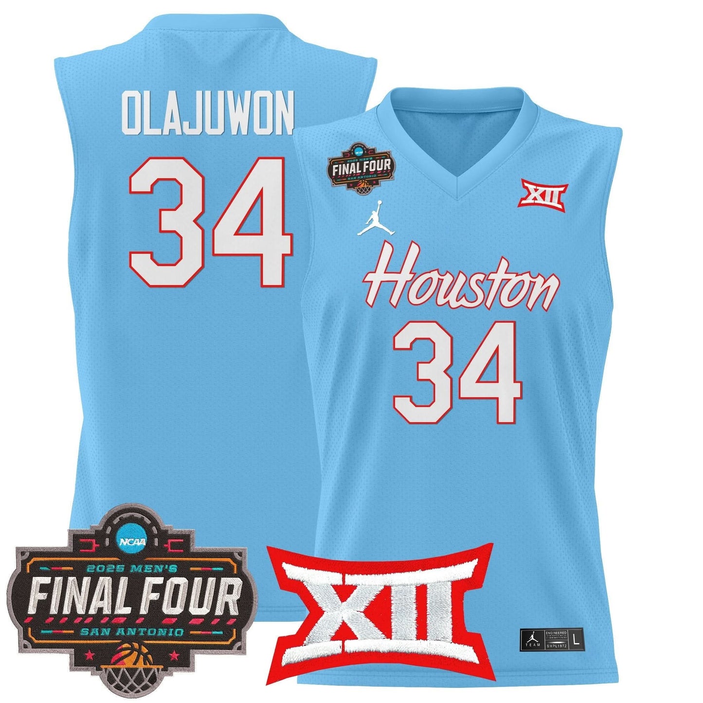 Houston Cougars 2025 Final Four Patch Basketball Jersey - All Stitched