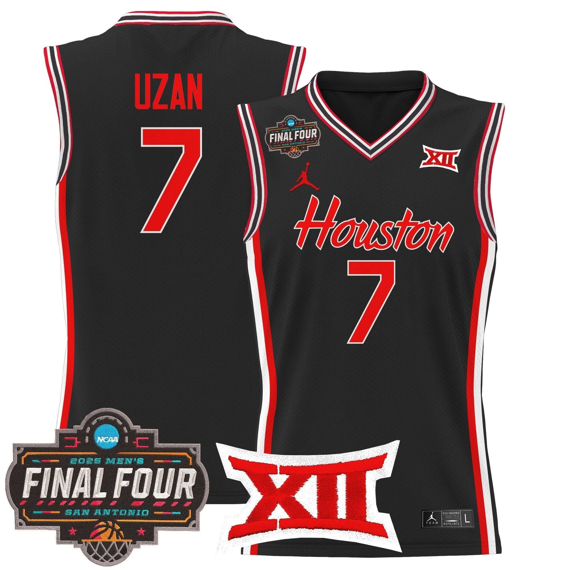 Houston Cougars 2025 Final Four Patch Basketball Jersey - All Stitched
