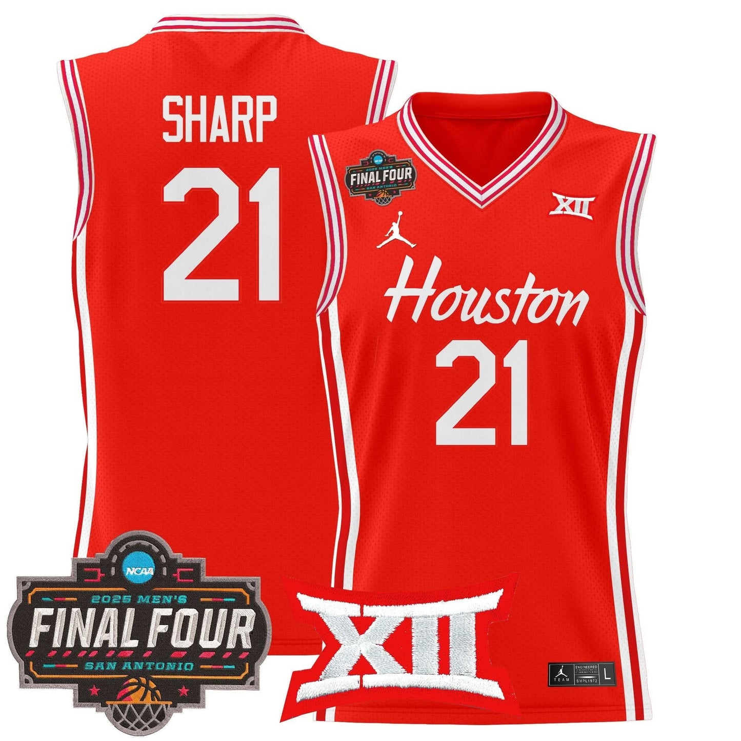 Houston Cougars 2025 Final Four Patch Basketball Jersey - All Stitched