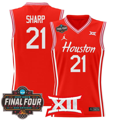 Houston Cougars 2025 Final Four Patch Basketball Jersey - All Stitched