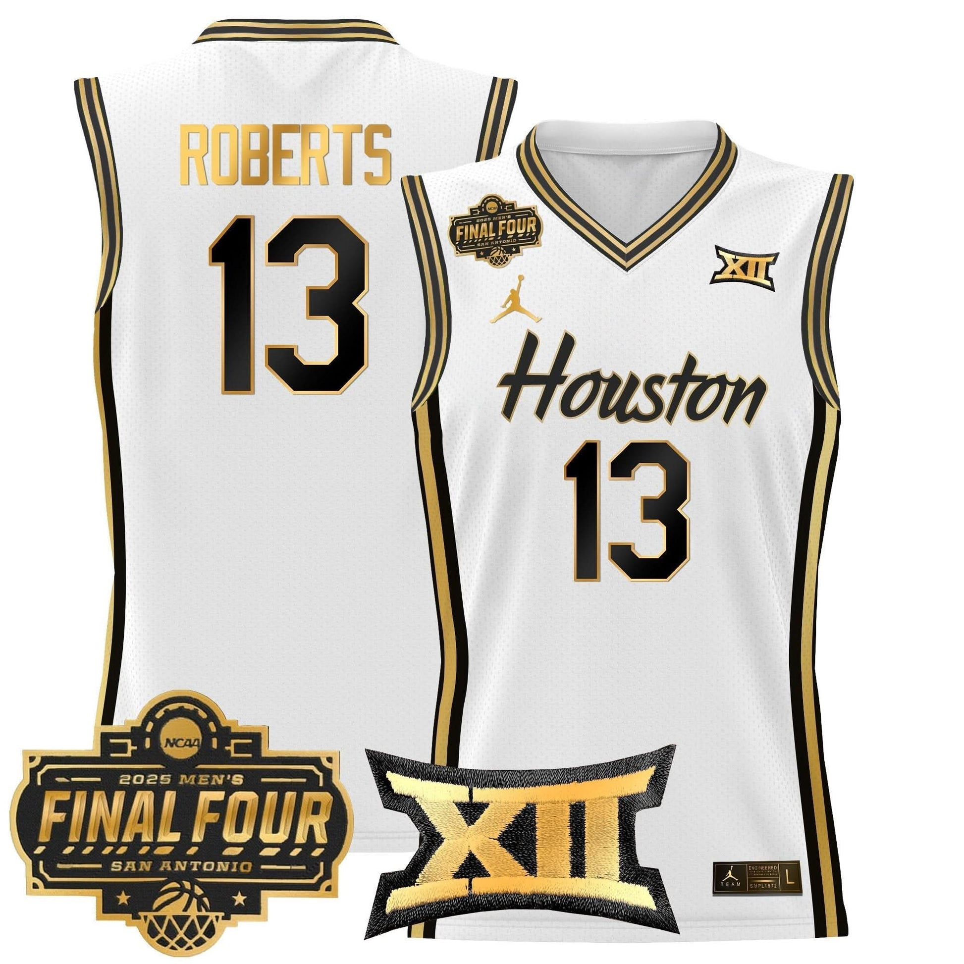 Houston Cougars 2025 Final Four Patch Basketball Jersey - All Stitched