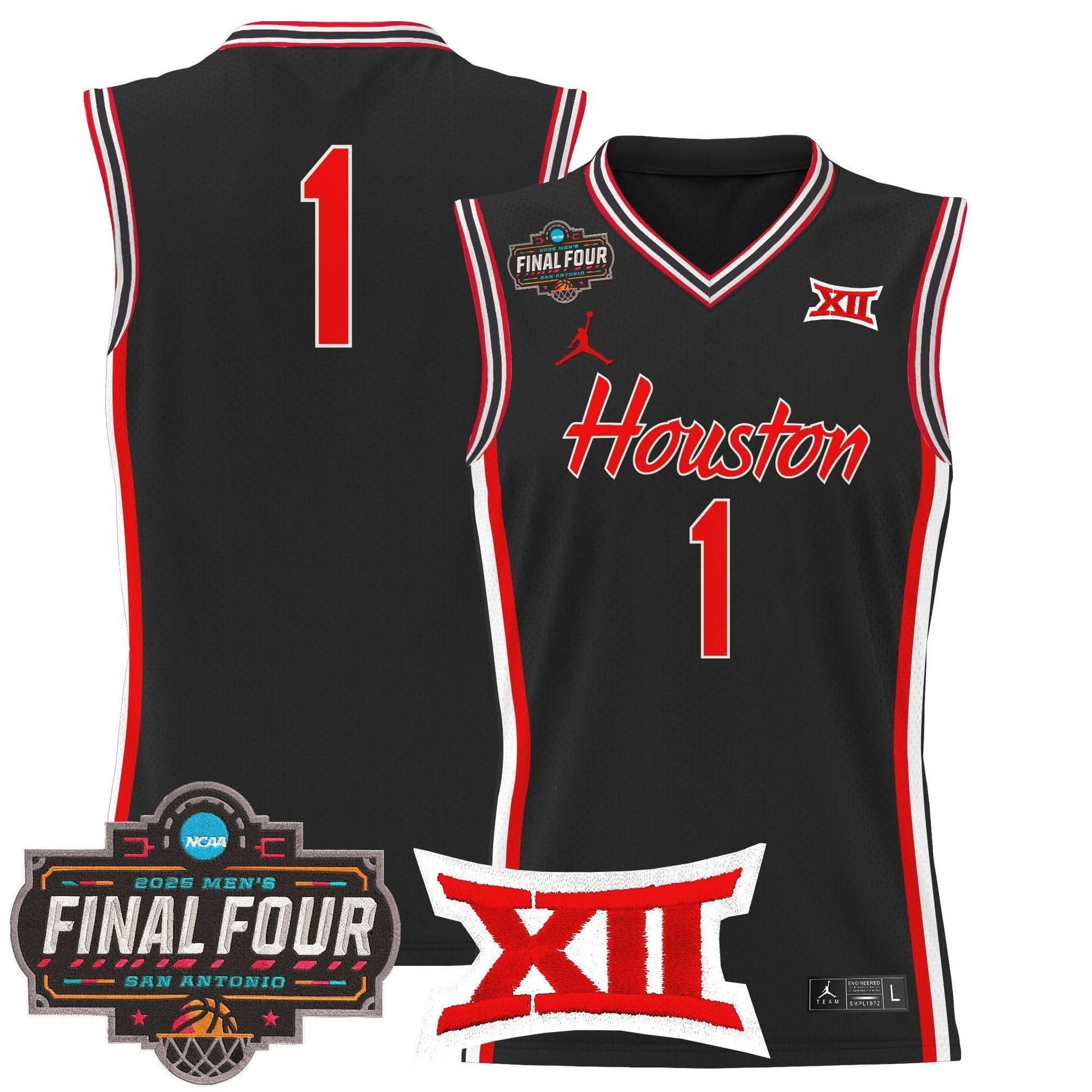 Houston Cougars 2025 Final Four Patch Basketball Jersey - All Stitched