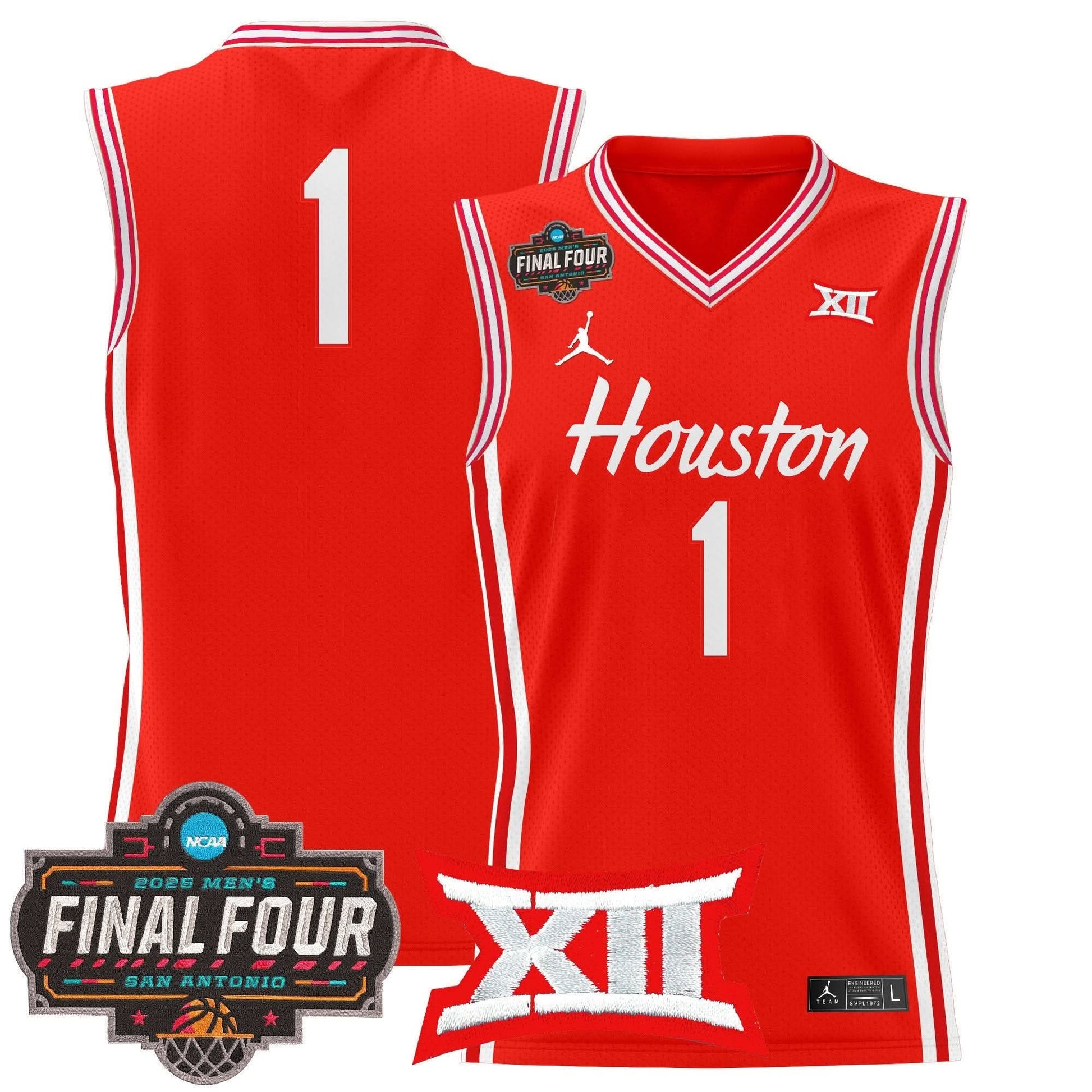 Houston Cougars 2025 Final Four Patch Basketball Jersey - All Stitched