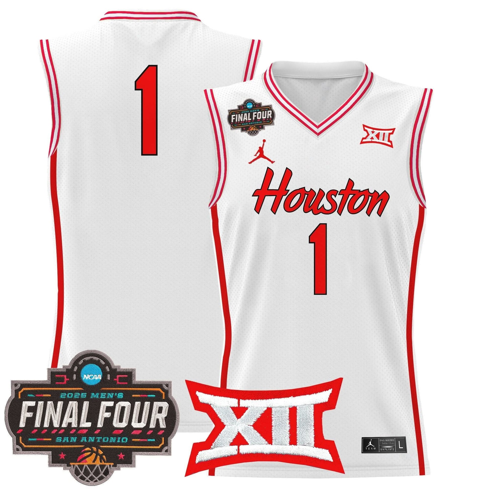 Houston Cougars 2025 Final Four Patch Basketball Jersey - All Stitched