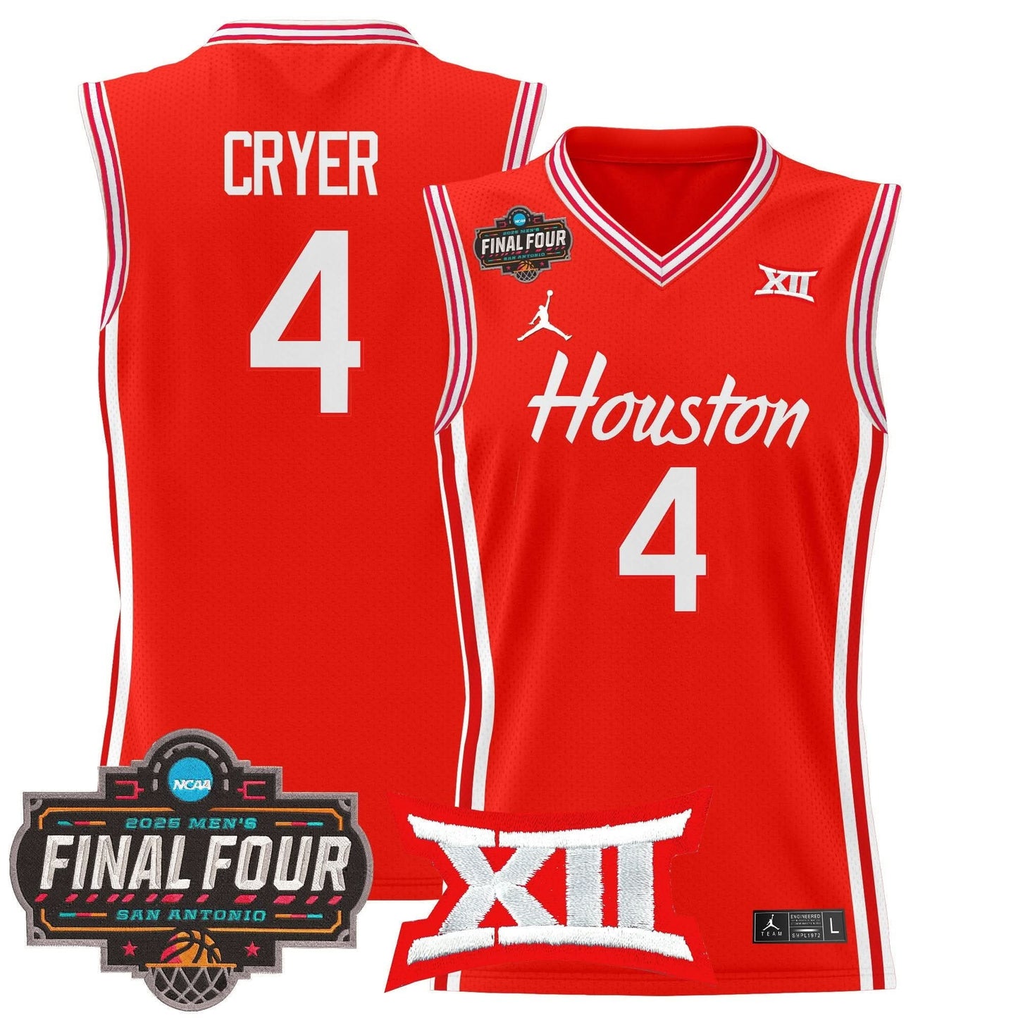 Houston Cougars 2025 Final Four Patch Basketball Jersey - All Stitched