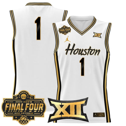 Houston Cougars 2025 Final Four Patch Basketball Jersey - All Stitched