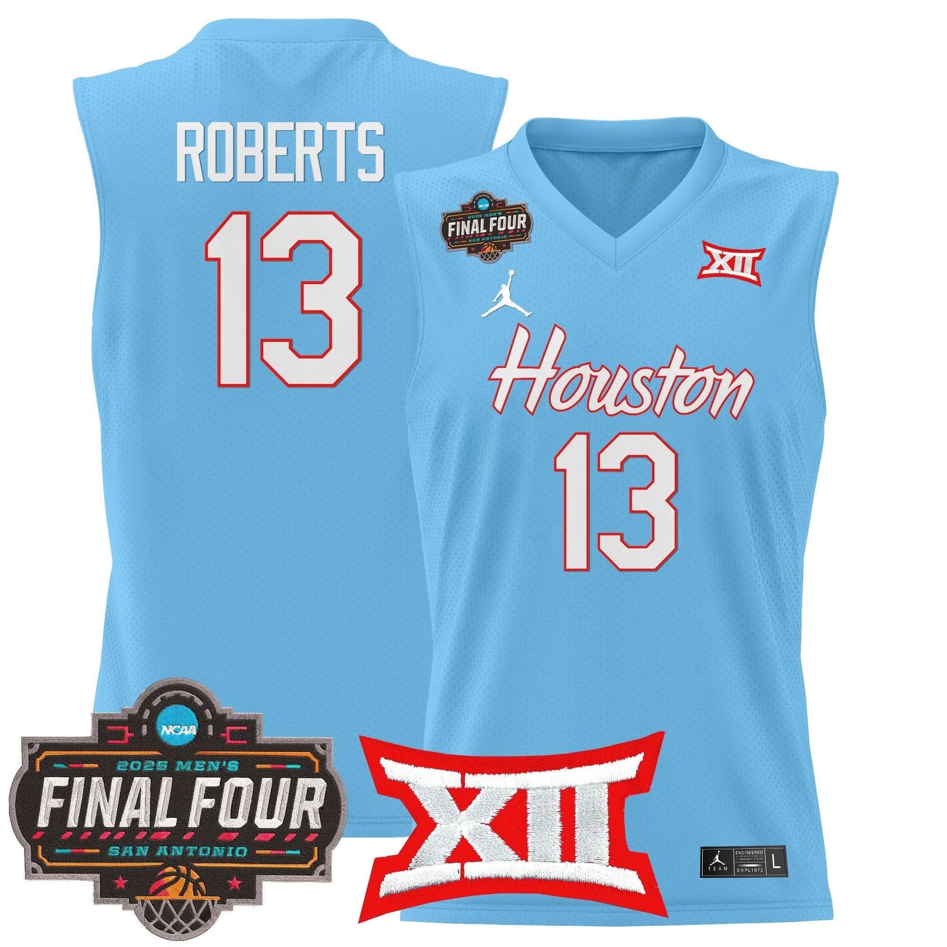Houston Cougars 2025 Final Four Patch Basketball Jersey - All Stitched