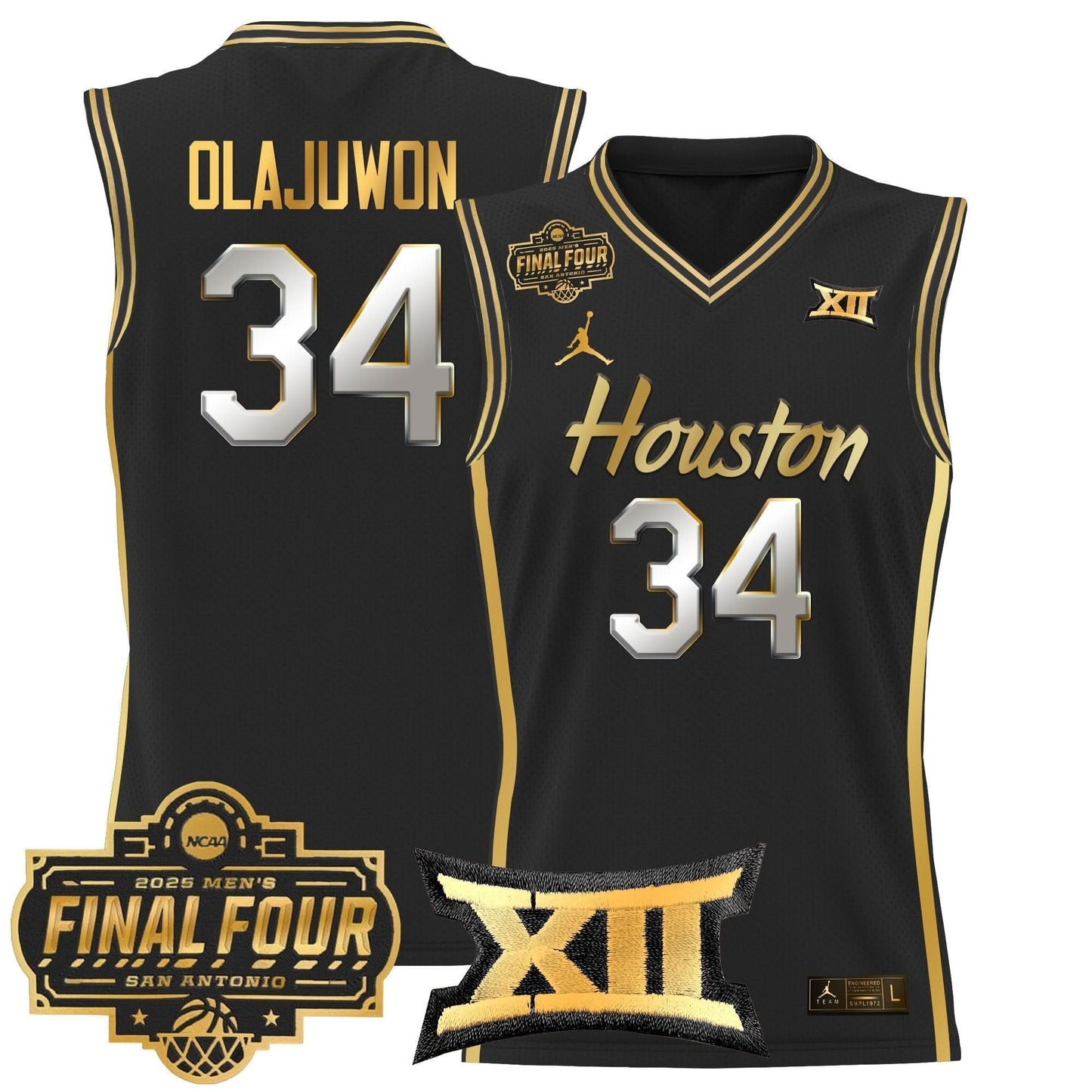 Houston Cougars 2025 Final Four Patch Basketball Jersey - All Stitched