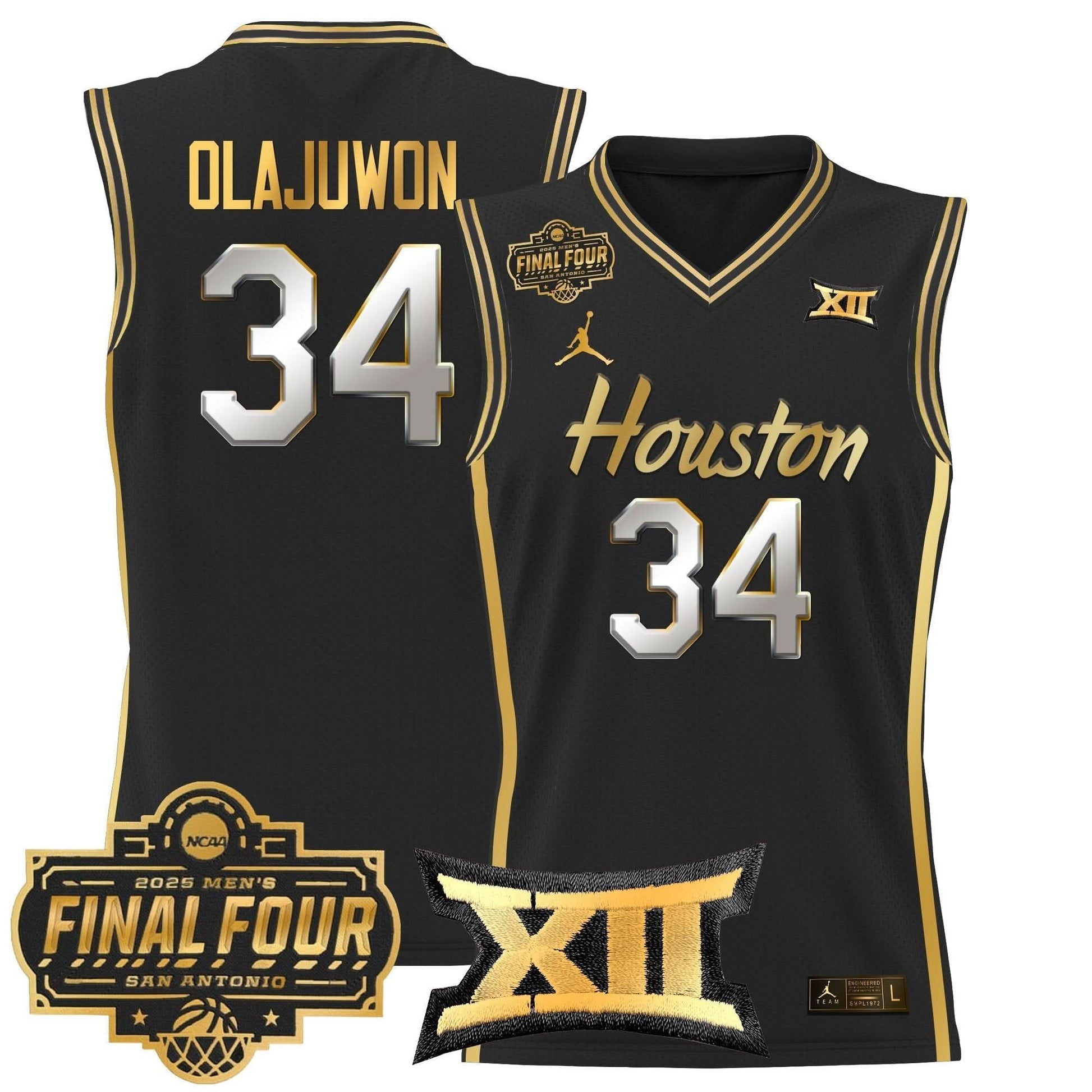 Houston Cougars 2025 Final Four Patch Basketball Jersey - All Stitched