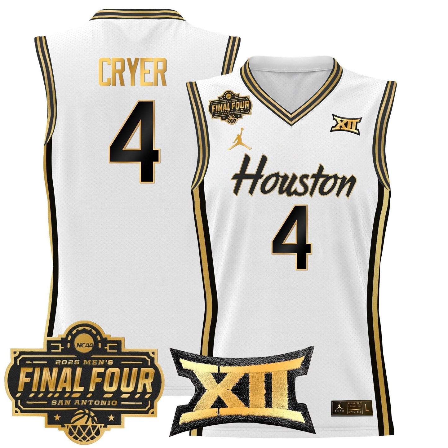 Houston Cougars 2025 Final Four Patch Basketball Jersey - All Stitched