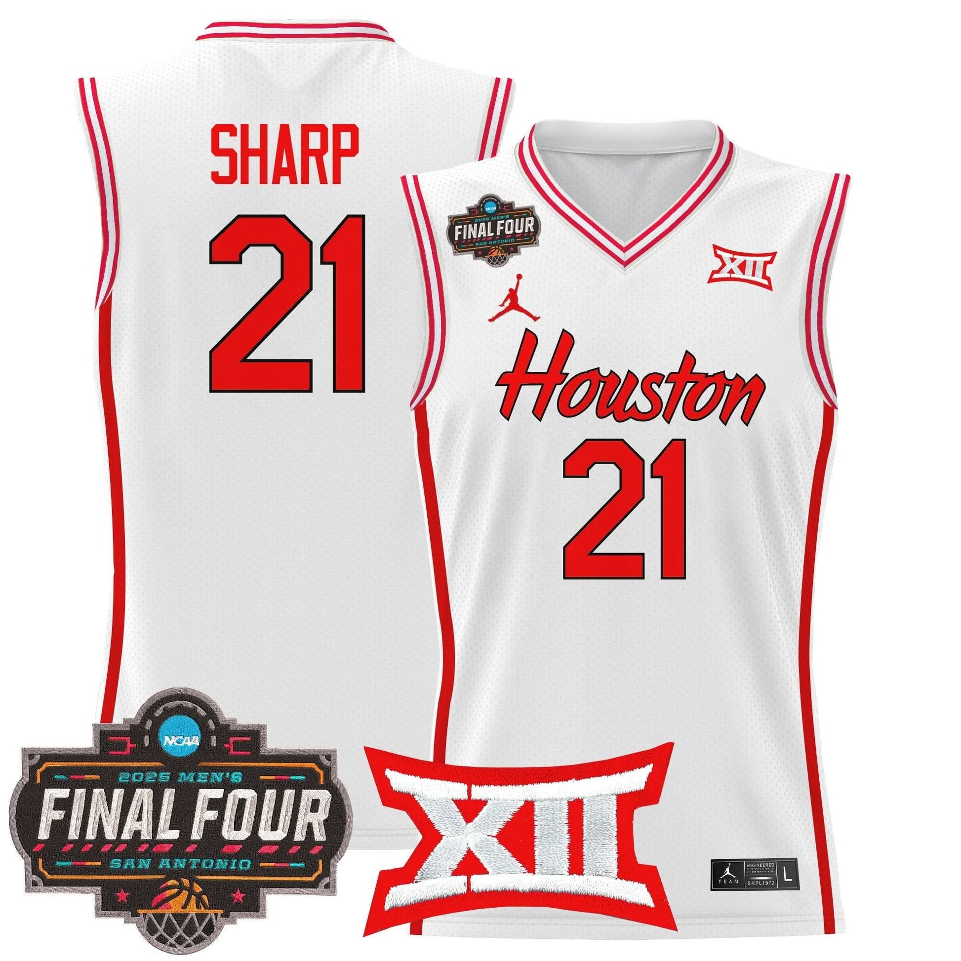 Houston Cougars 2025 Final Four Patch Basketball Jersey - All Stitched