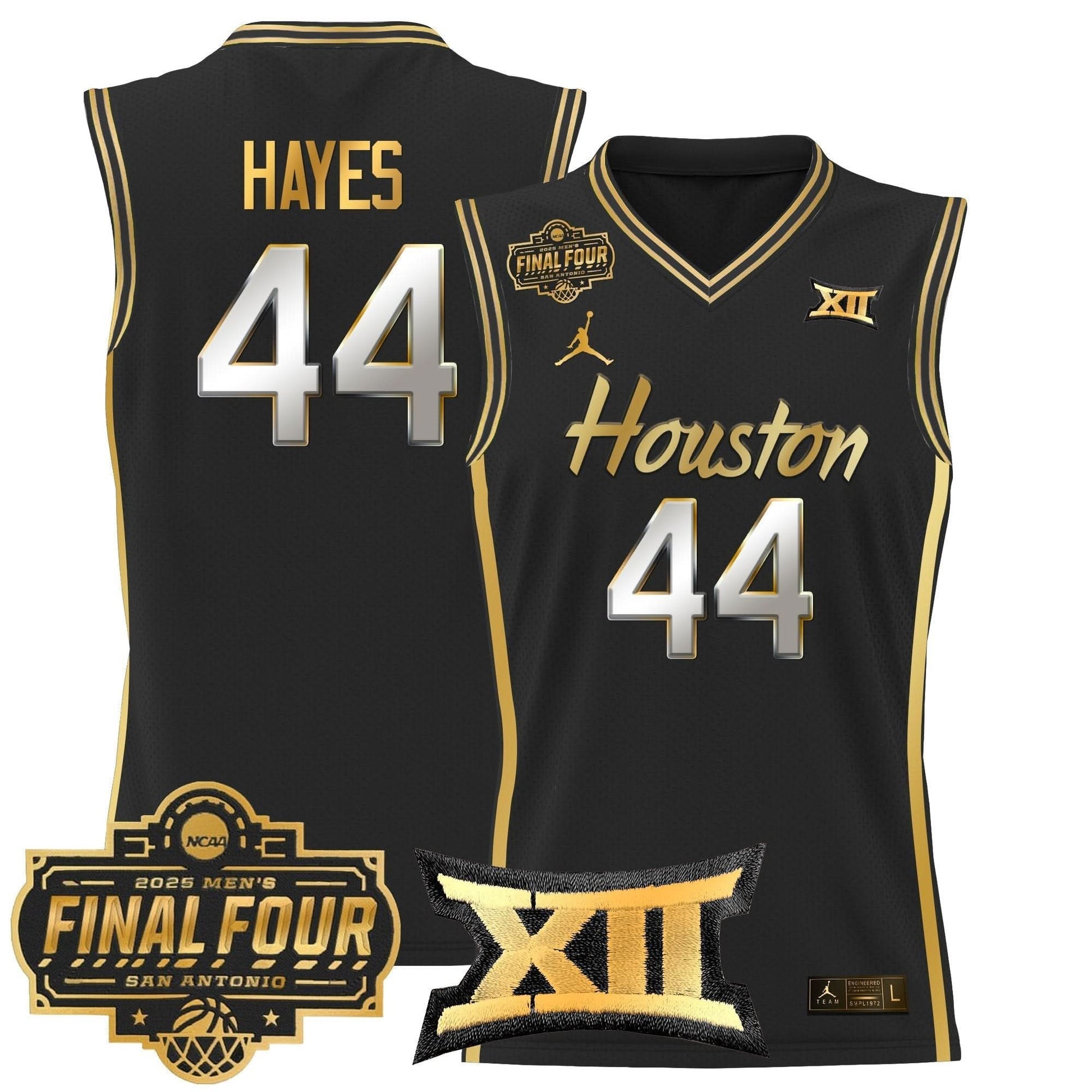 Houston Cougars 2025 Final Four Patch Basketball Jersey - All Stitched
