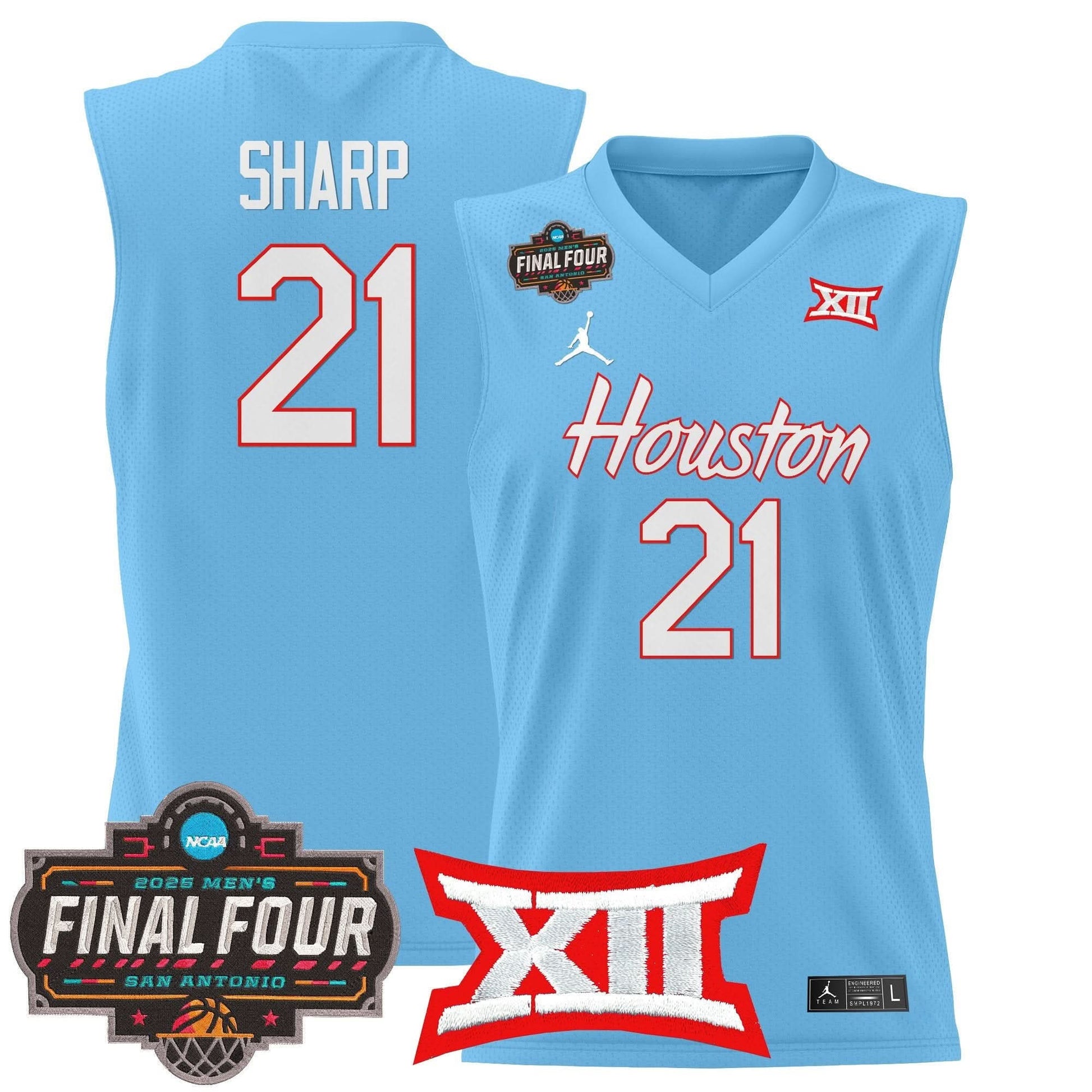 Houston Cougars 2025 Final Four Patch Basketball Jersey - All Stitched
