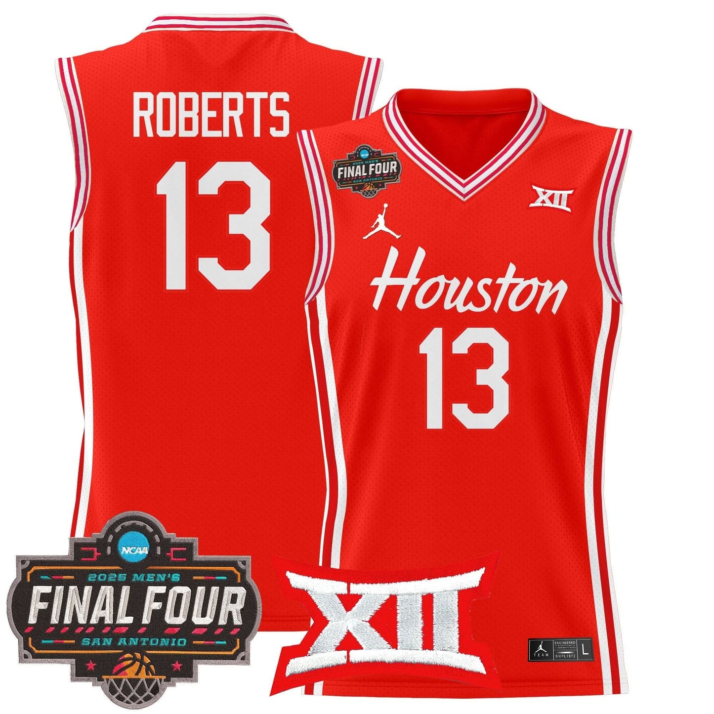 Houston Cougars 2025 Final Four Patch Basketball Jersey - All Stitched