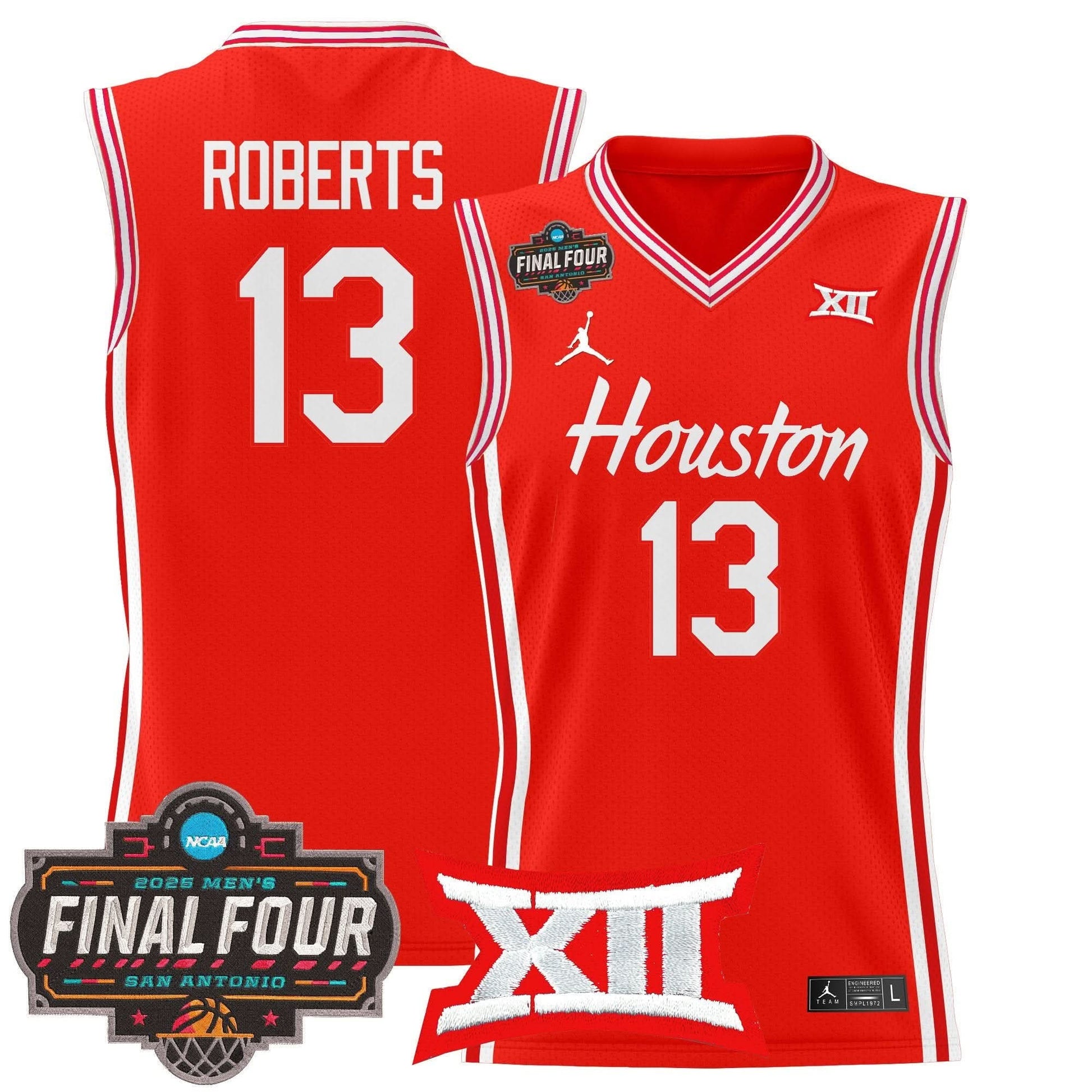 Houston Cougars 2025 Final Four Patch Basketball Jersey - All Stitched