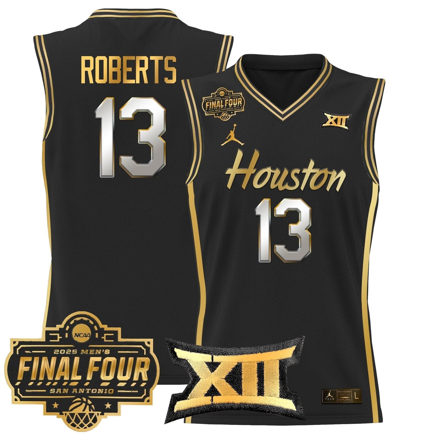 Houston Cougars 2025 Final Four Patch Basketball Jersey - All Stitched