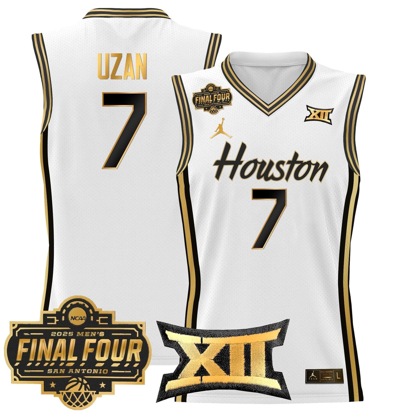 Houston Cougars 2025 Final Four Patch Basketball Jersey - All Stitched