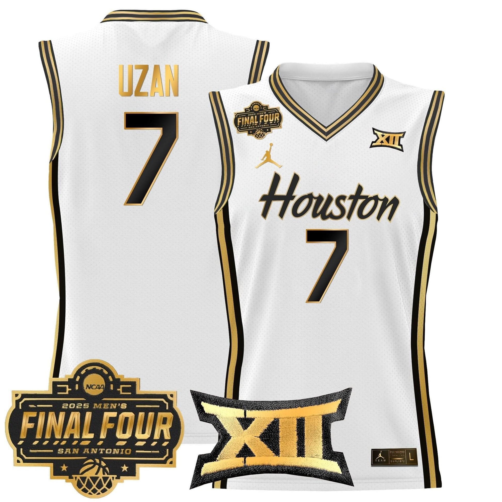 Houston Cougars 2025 Final Four Patch Basketball Jersey - All Stitched