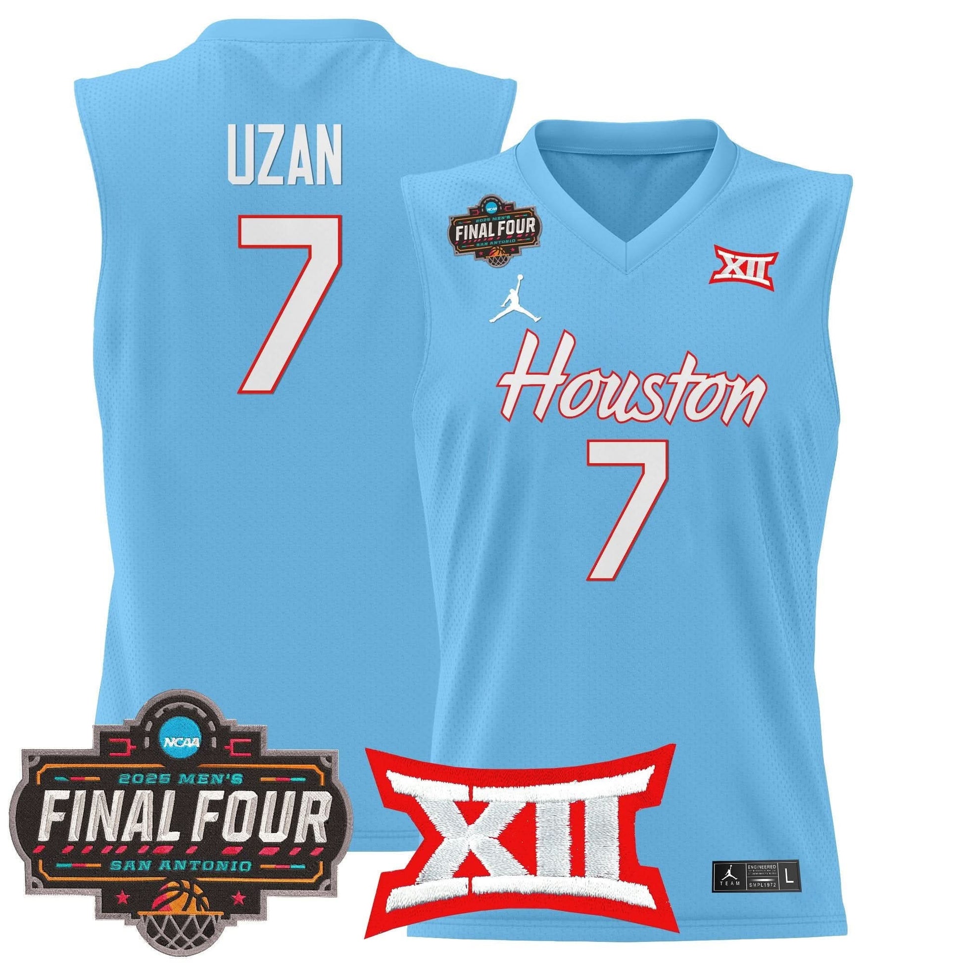 Houston Cougars 2025 Final Four Patch Basketball Jersey - All Stitched