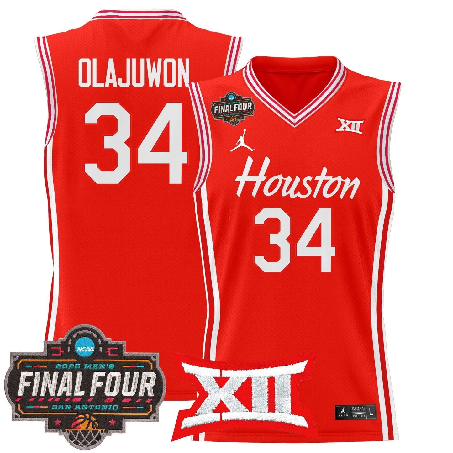 Houston Cougars 2025 Final Four Patch Basketball Jersey - All Stitched