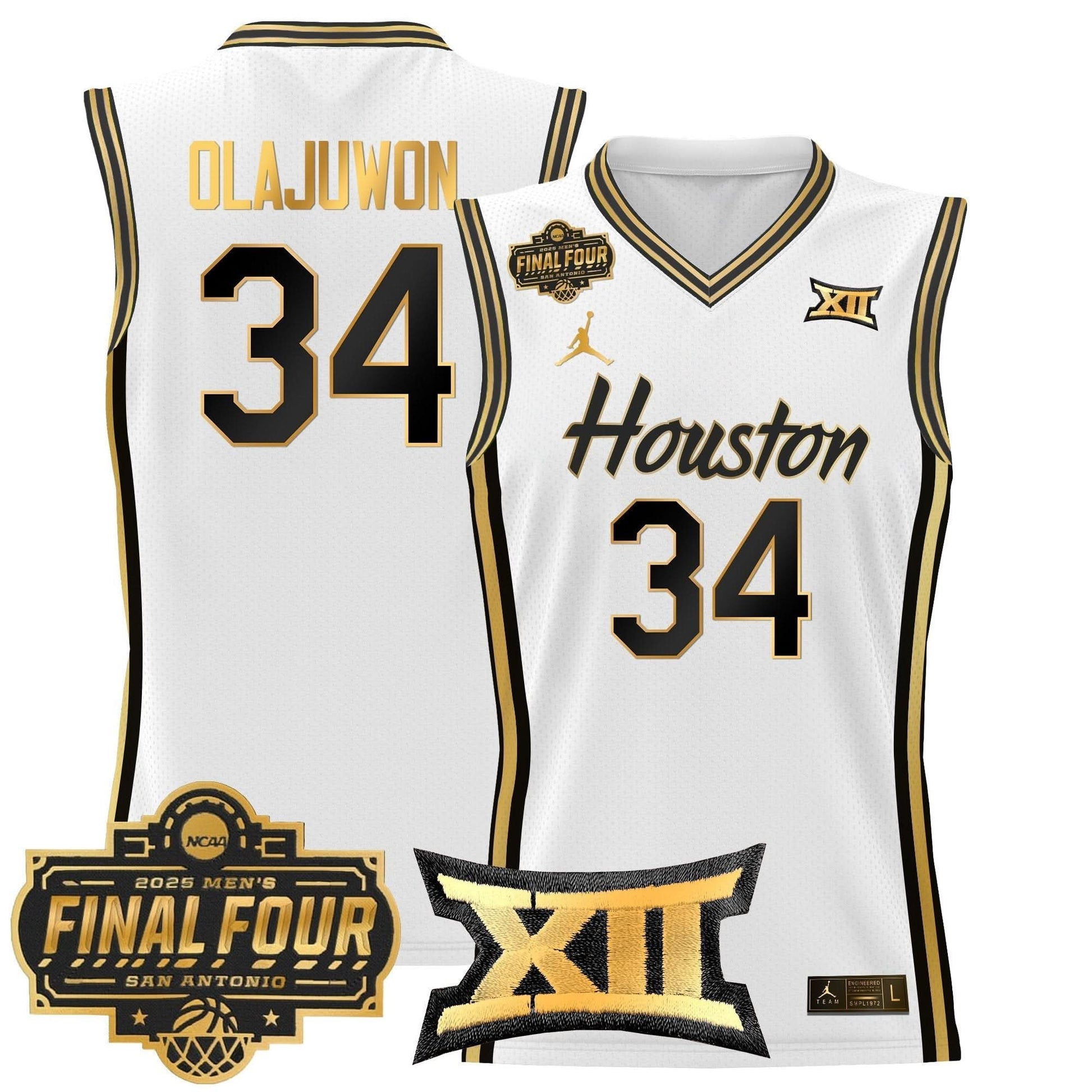 Houston Cougars 2025 Final Four Patch Basketball Jersey - All Stitched
