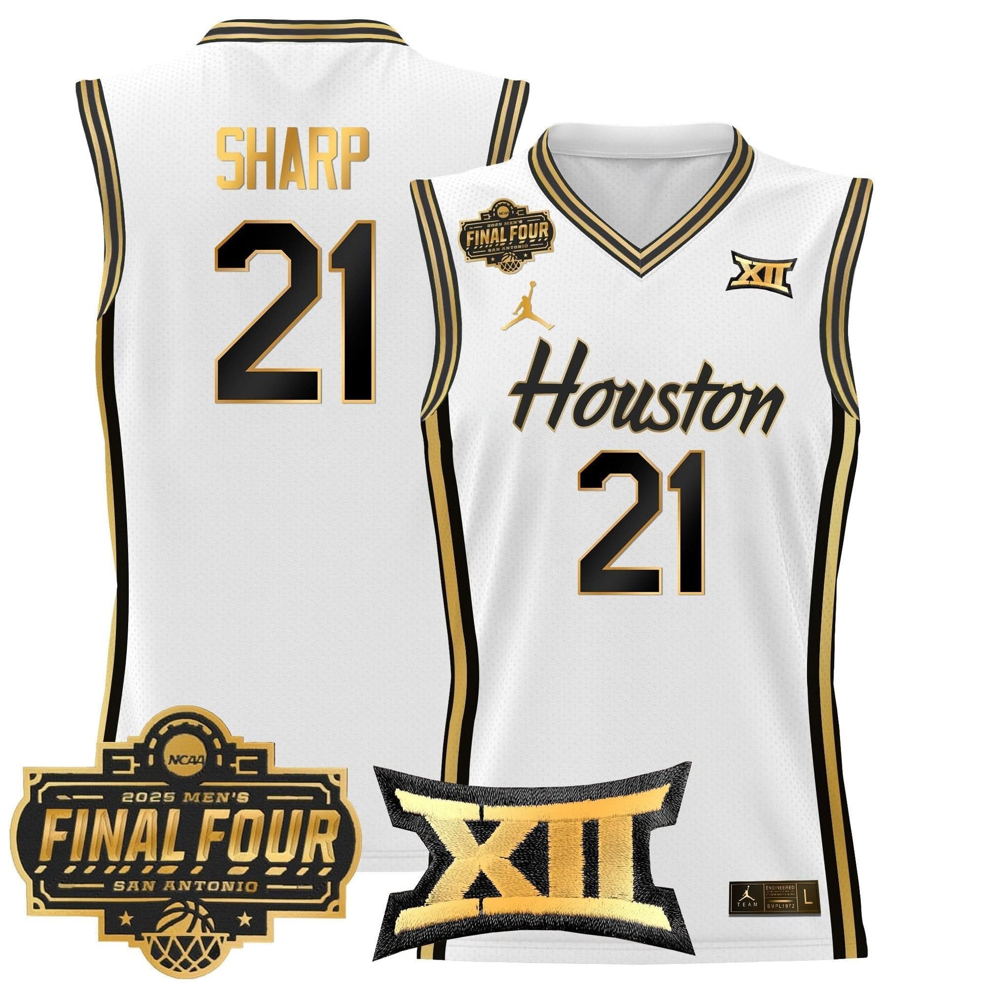 Houston Cougars 2025 Final Four Patch Basketball Jersey - All Stitched