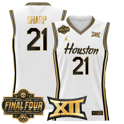 Houston Cougars 2025 Final Four Patch Basketball Jersey - All Stitched