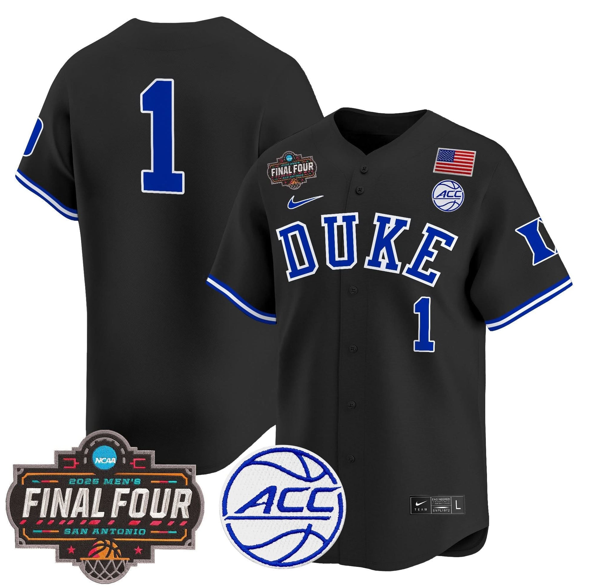 Duke Blue Devils 2025 Final Four Patch Vapor Baseball Jersey - All Stitched