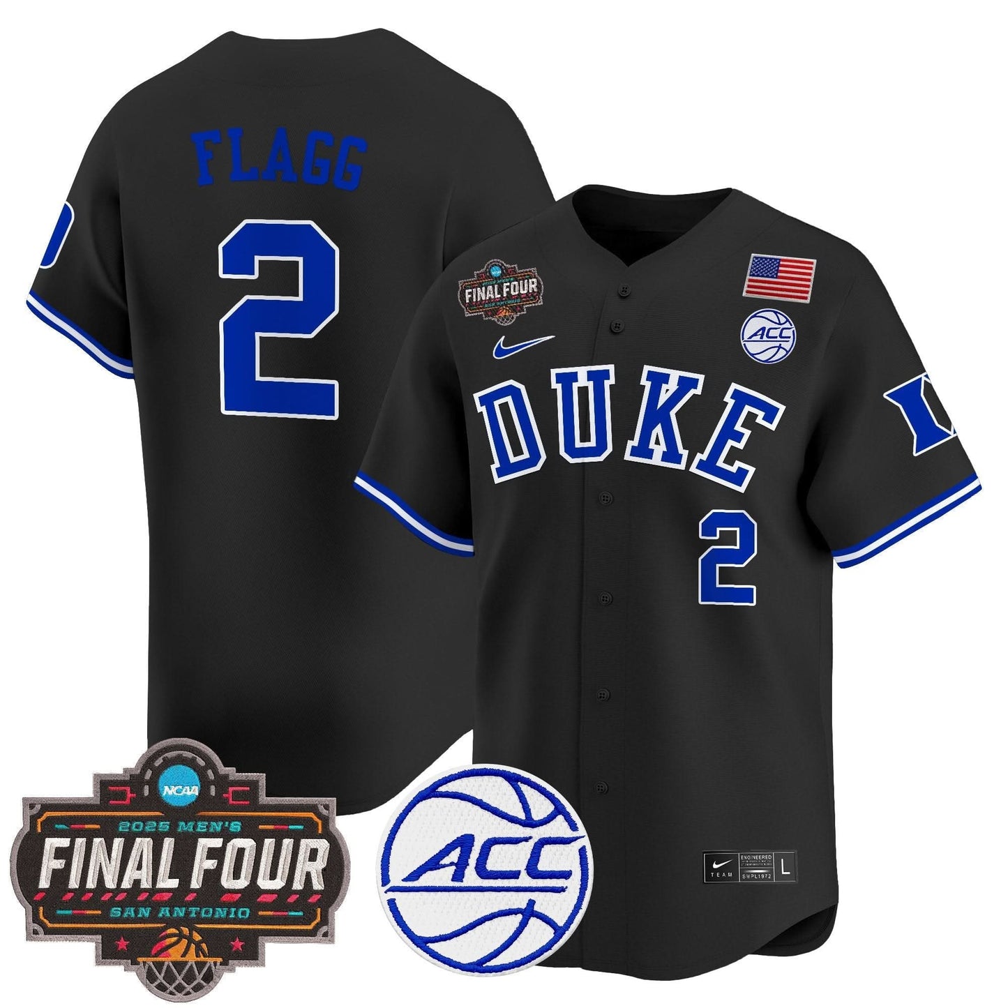 Duke Blue Devils 2025 Final Four Patch Vapor Baseball Jersey - All Stitched
