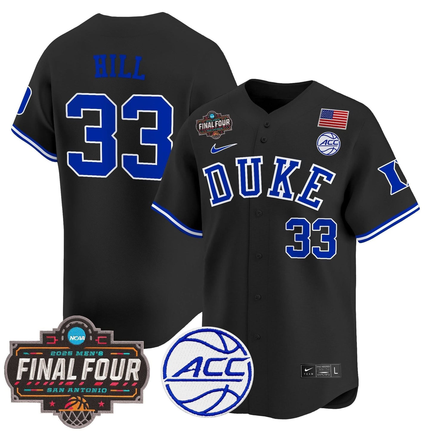 Duke Blue Devils 2025 Final Four Patch Vapor Baseball Jersey - All Stitched