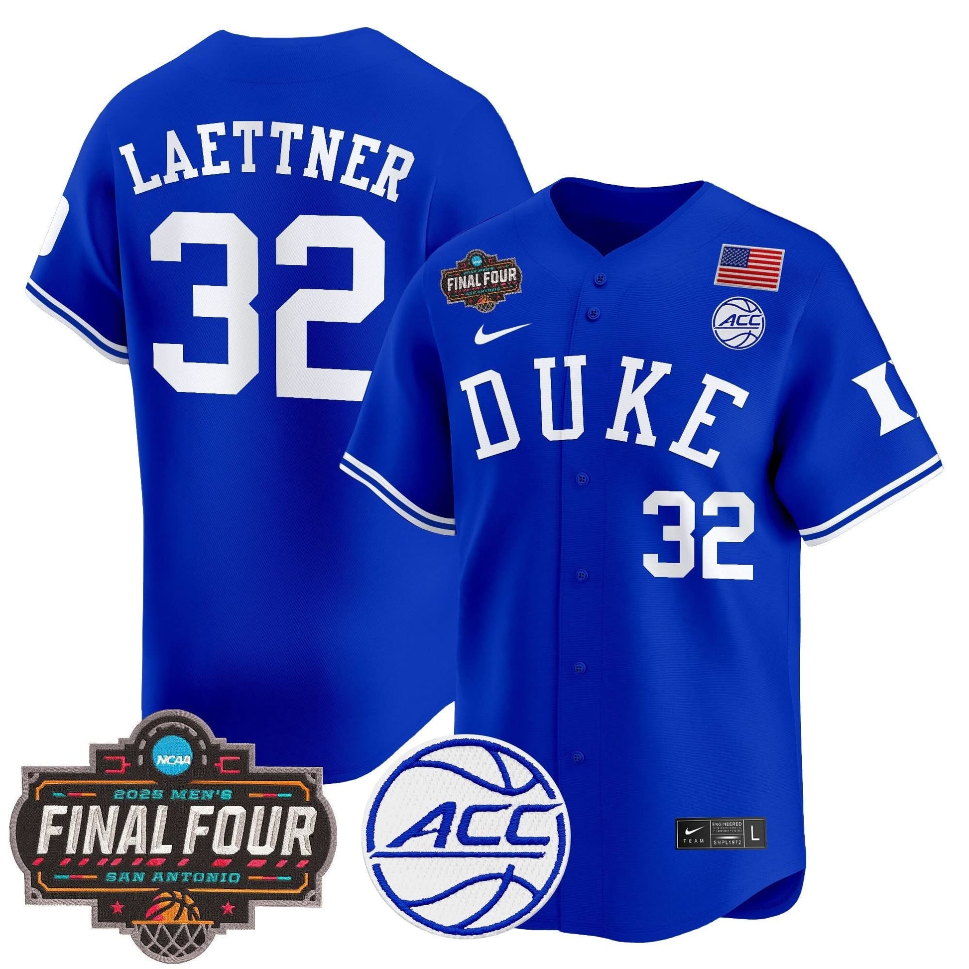 Duke Blue Devils 2025 Final Four Patch Vapor Baseball Jersey - All Stitched