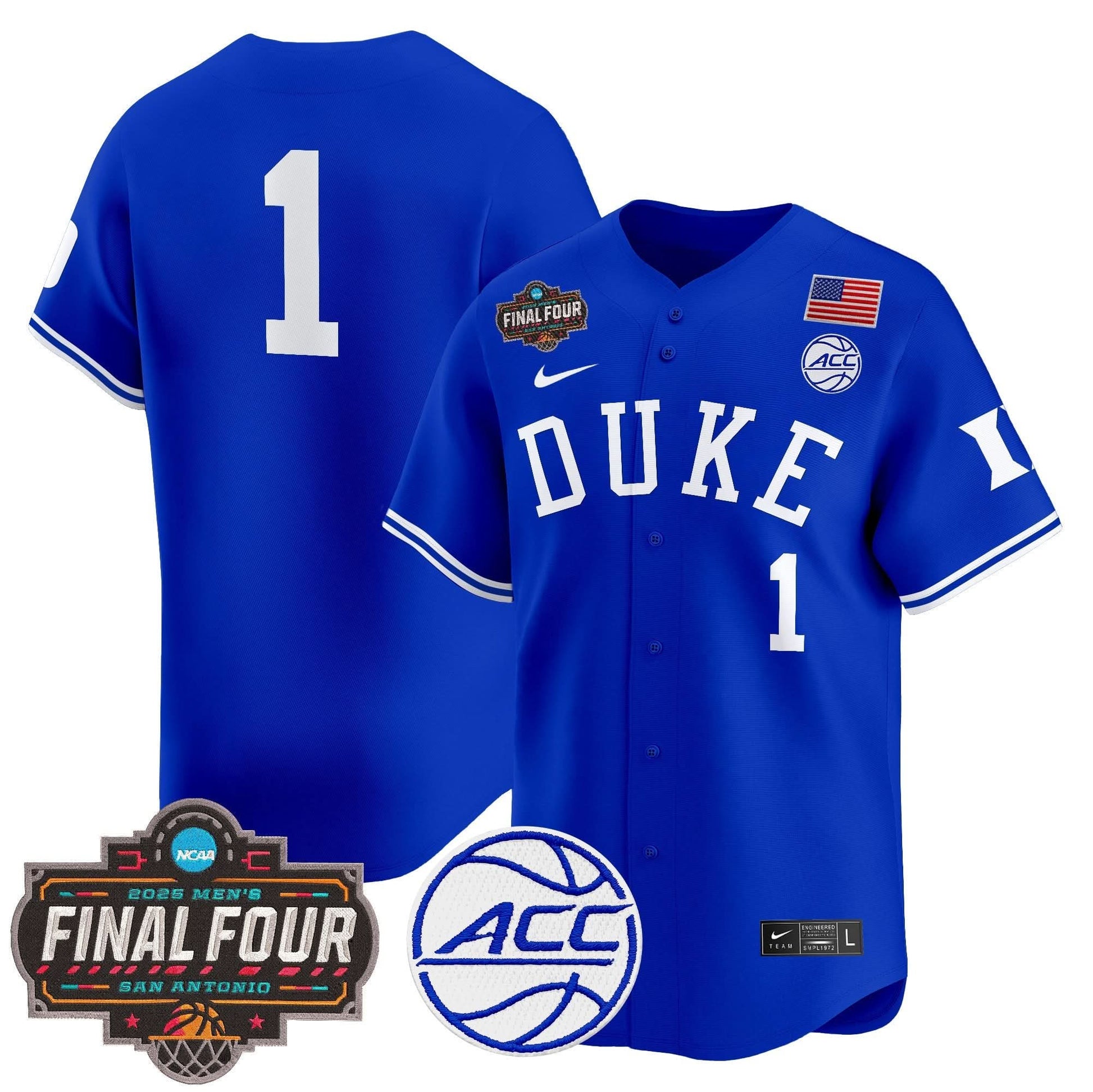 Duke Blue Devils 2025 Final Four Patch Vapor Baseball Jersey - All Stitched