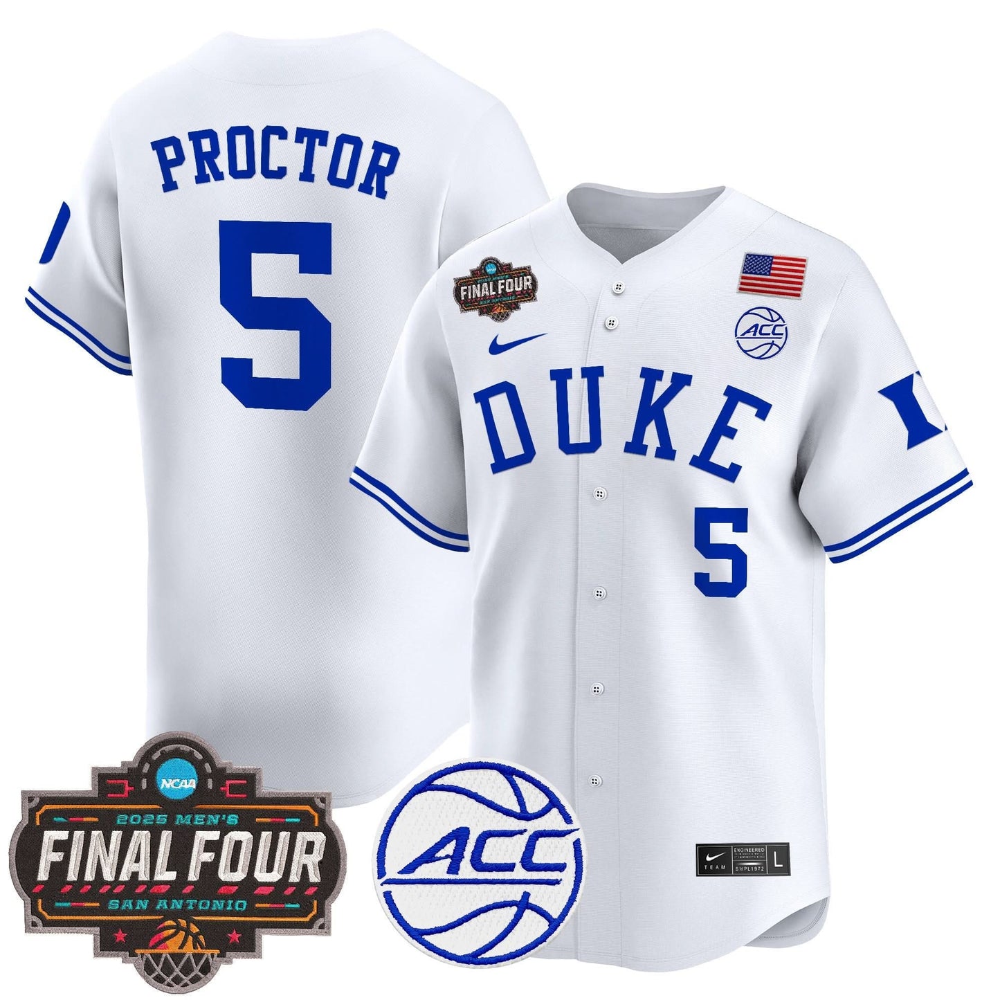 Duke Blue Devils 2025 Final Four Patch Vapor Baseball Jersey - All Stitched