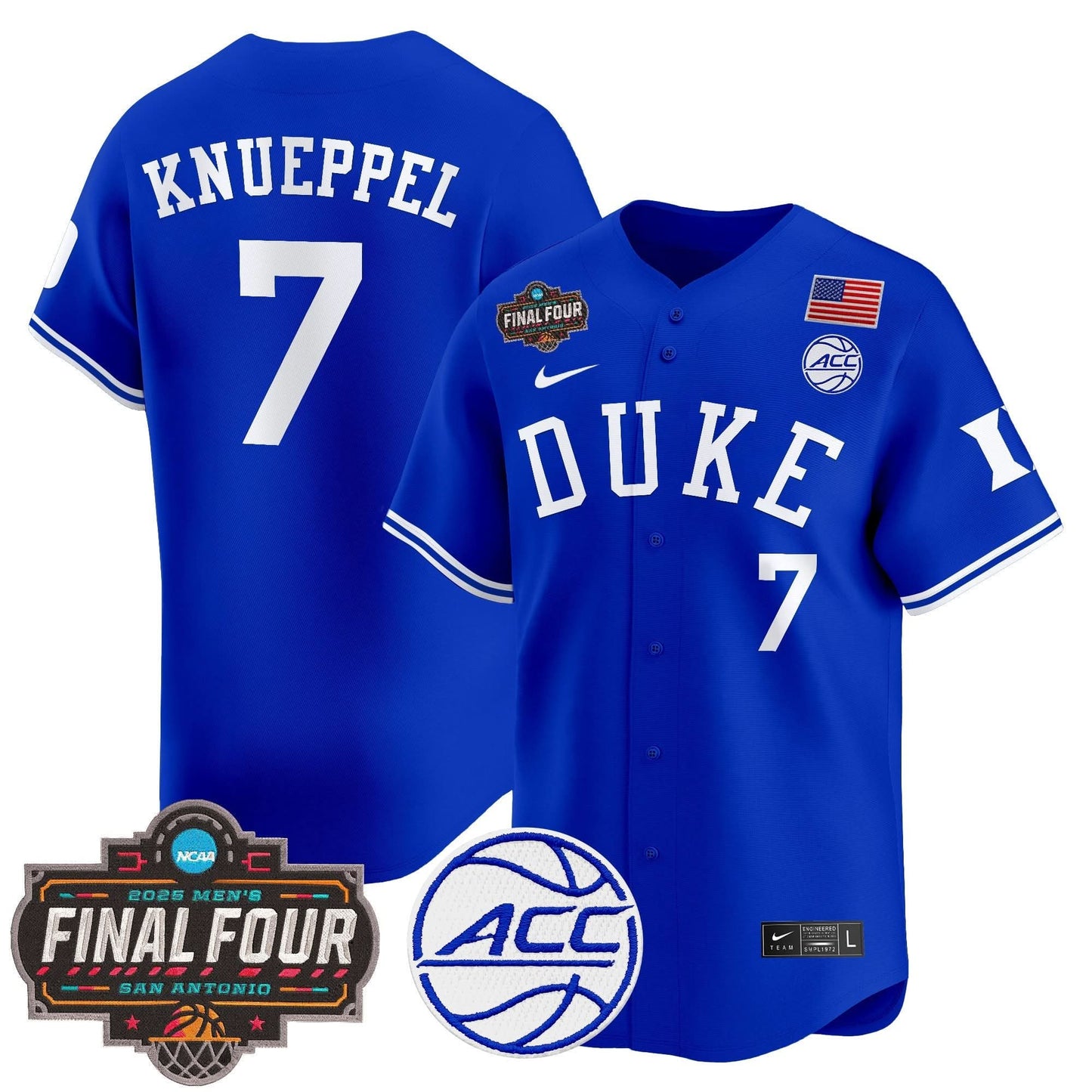 Duke Blue Devils 2025 Final Four Patch Vapor Baseball Jersey - All Stitched